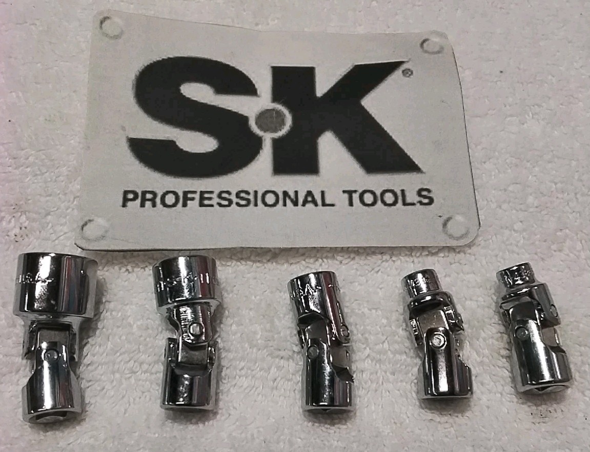 S-K 5PC 1/4″ DRIVE UNIVERSAL U-JOINT METRIC 13MM-11MM-9MM-6MM-5MM 6PT SOCKET SET
