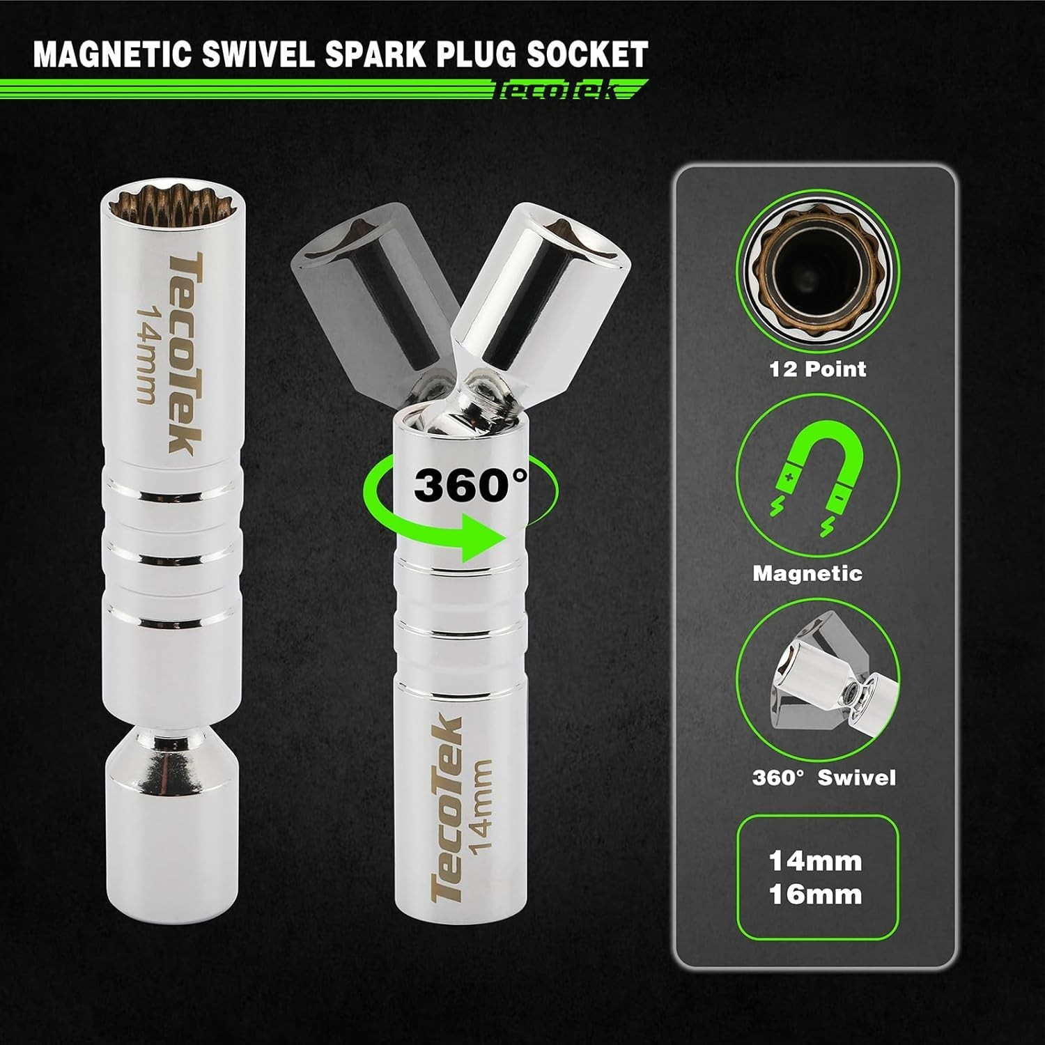 11-Piece 3/8″ Drive Spark Plug Socket Set with Click Torque Wrench Included