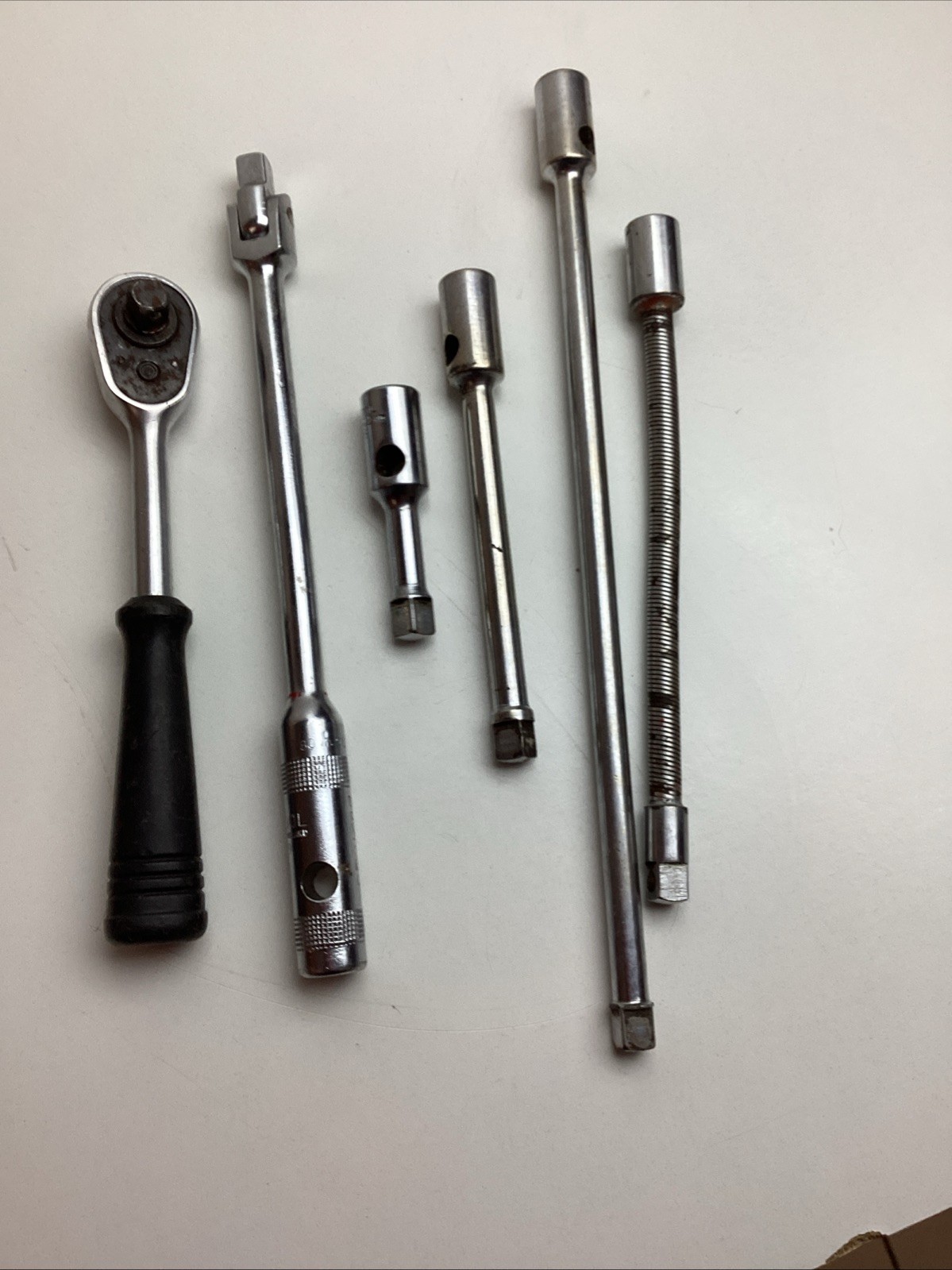 6 Pc BRITOOL 3/8”Drive Assortment. 4 Extensions. Ratchet. T Bar. Breaker Bar