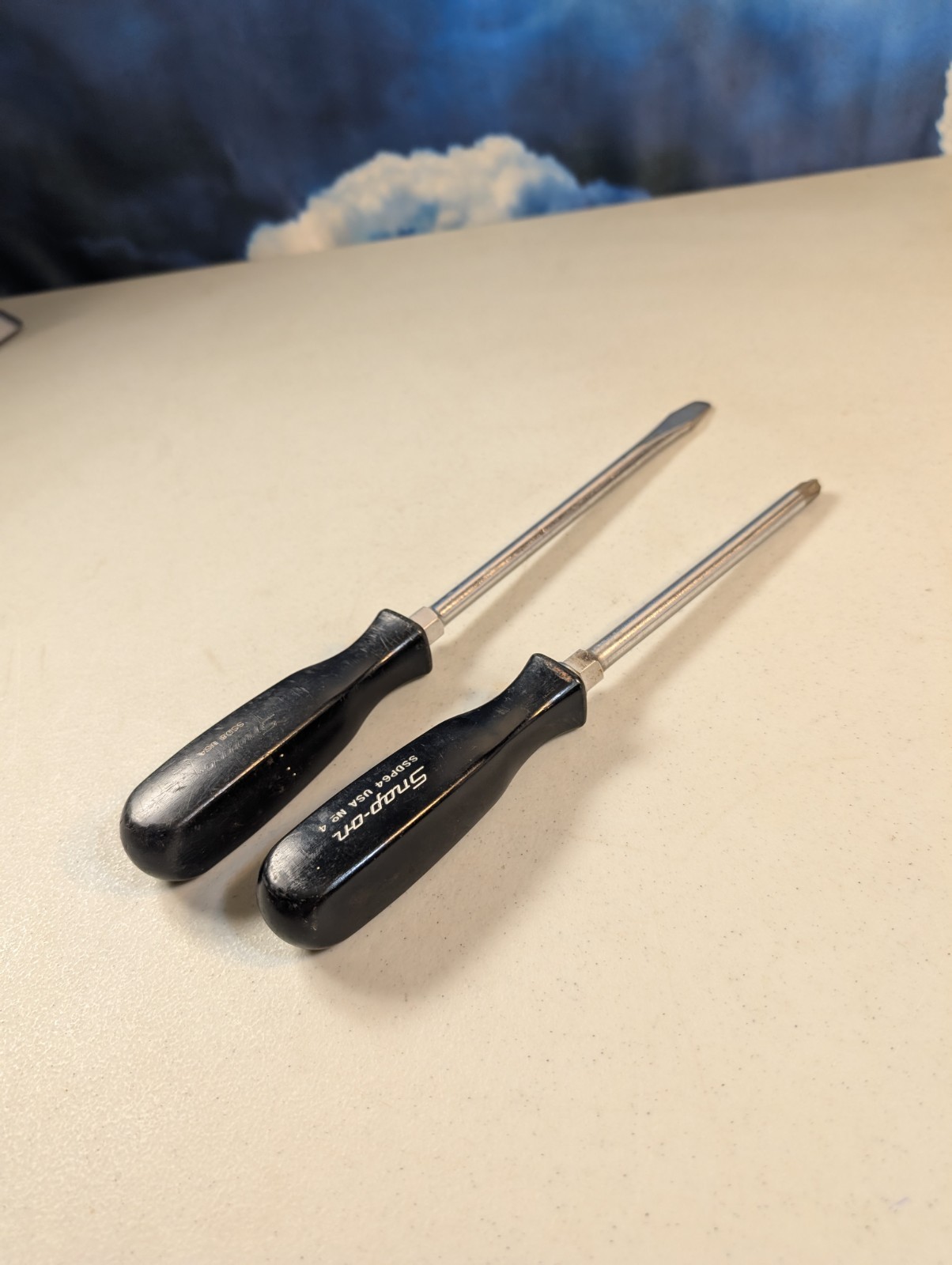 Snap-On SSDP64 #4 Phillips Screwdriver & SSD8 Flat Slotted Black Hard Handle USA