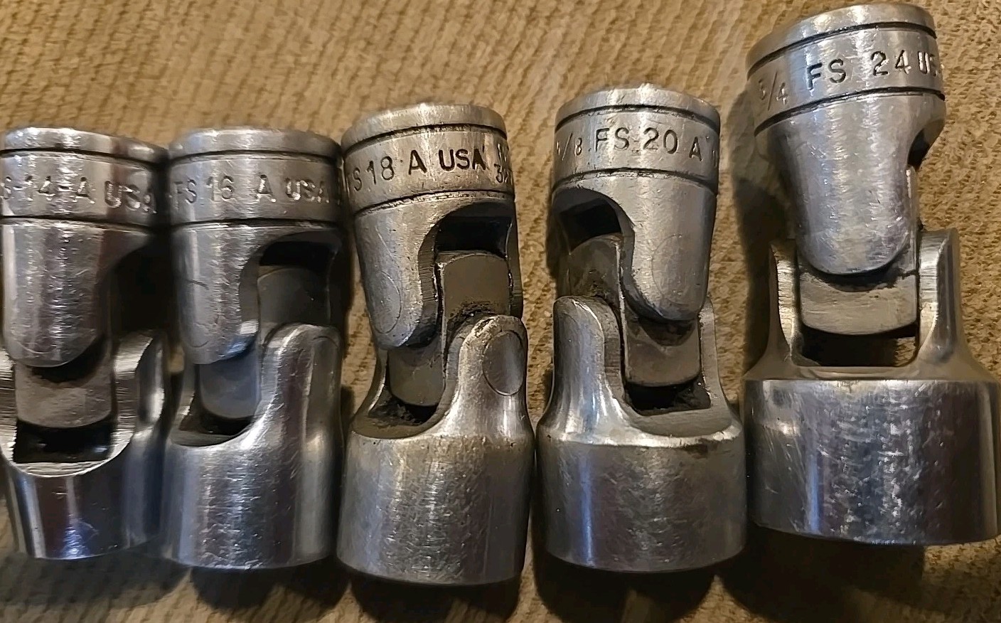 5 Snap-On Swivel Sockets FS-14 FS-16 FS-18 FS-20 FS-24
