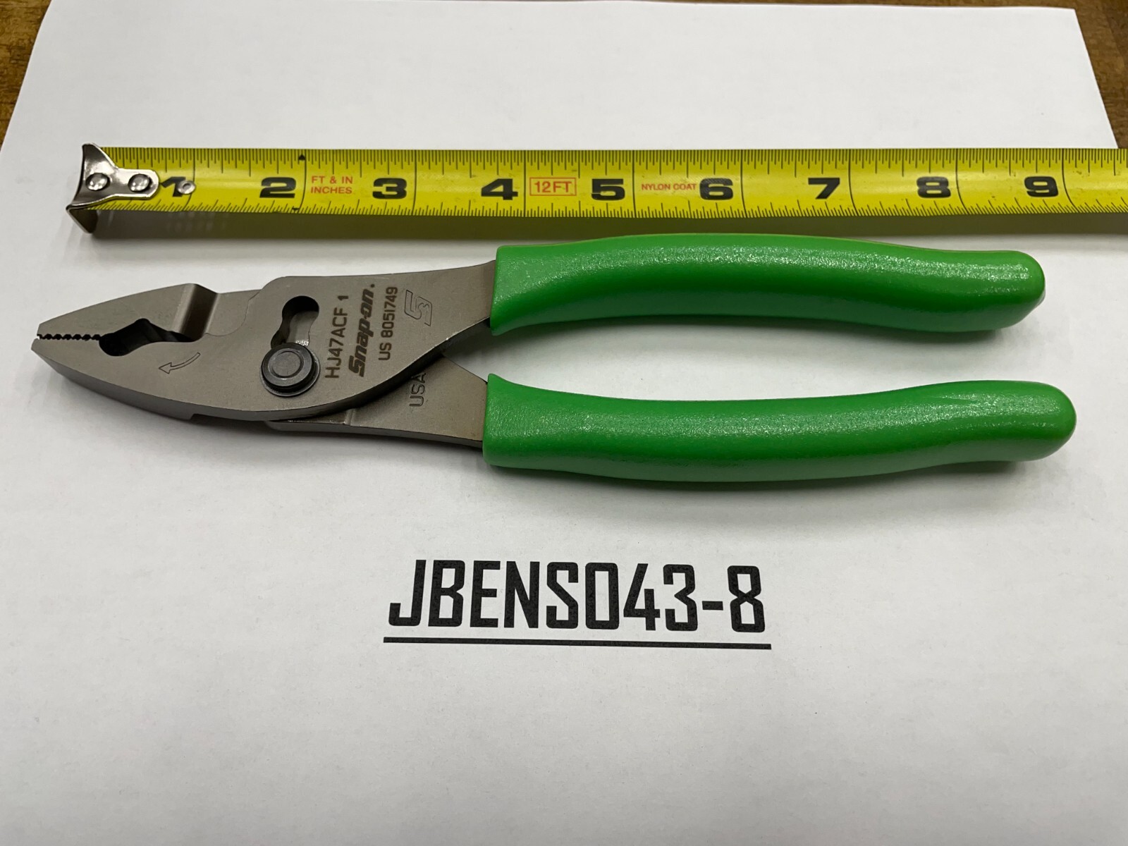 Snap-on Tools NEW GREEN 8″ Talon Soft Grip FlankJaw Slip-Joint Pliers HJ47ACFG