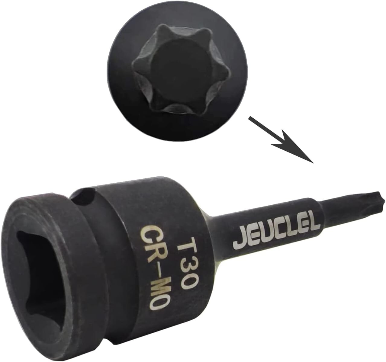 T30 Torx Star 6 Point Impact Bit Socket, 1/2-Inch Square Drive 3-Inch