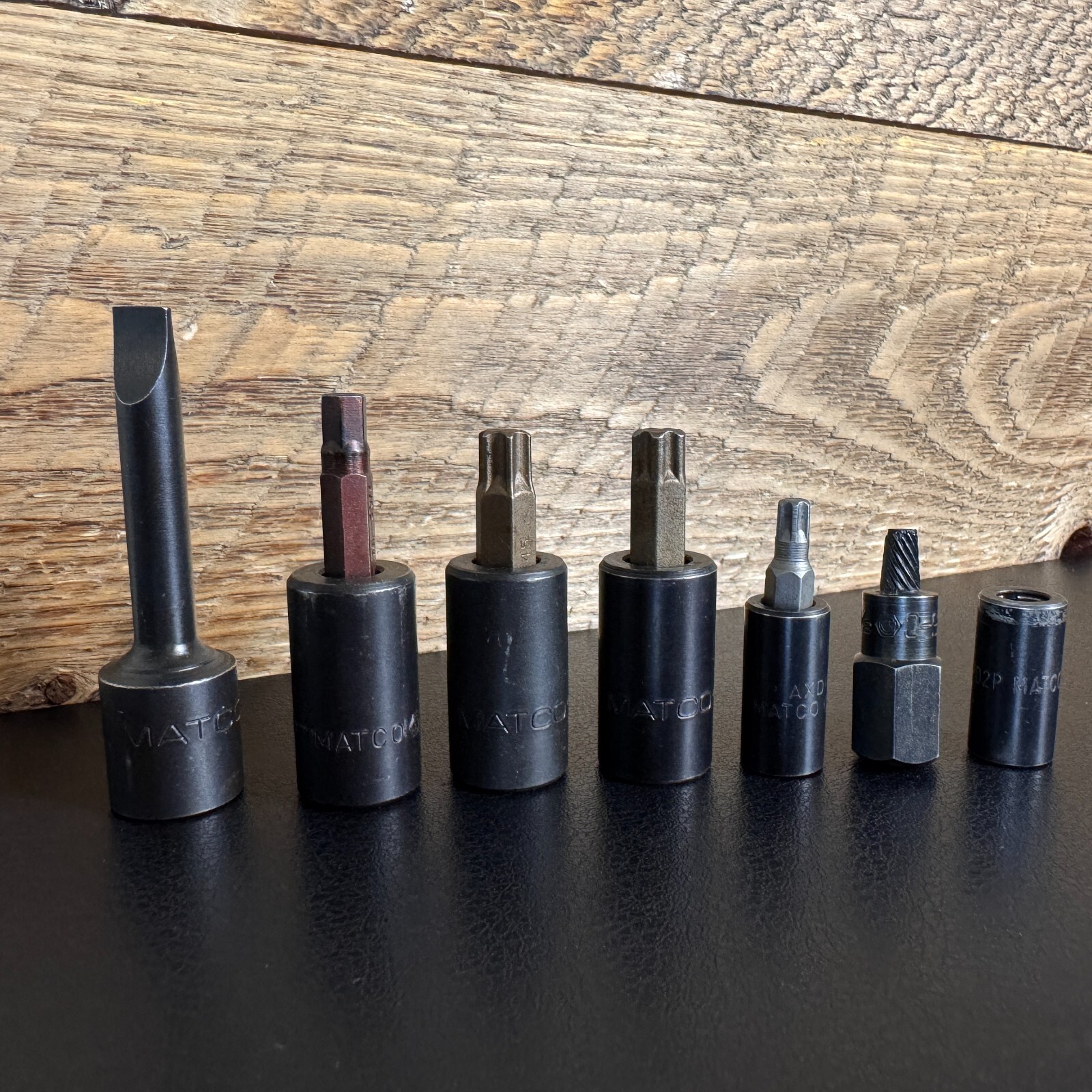 7pc Lot Matco Tools Torx & Hex Bit Sockets 1/4″ & 3/8″ Drive, T30, T45, T47 USA