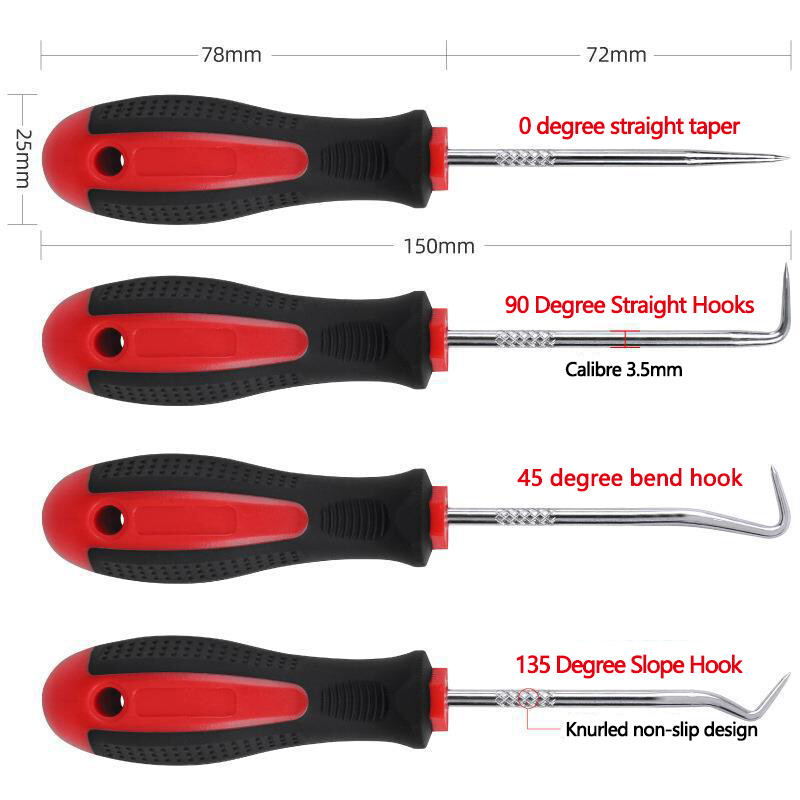 4-Piece Precision Scraper Hook and Pick Set Automotive and Electronic Hand Tools