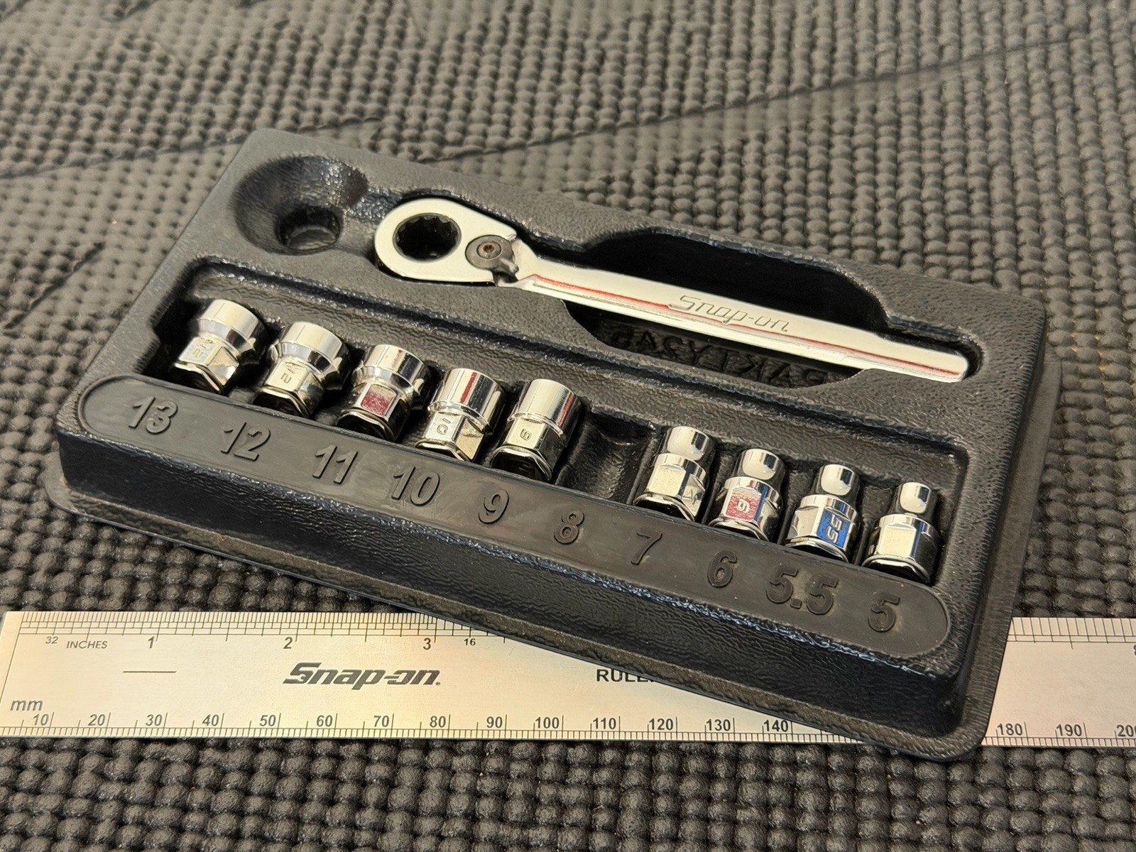 Snap-On 10 of 12PC 1/4″ Low Profile Drive Socket Ratchet Set USA🇺🇸 – 112RTSMA