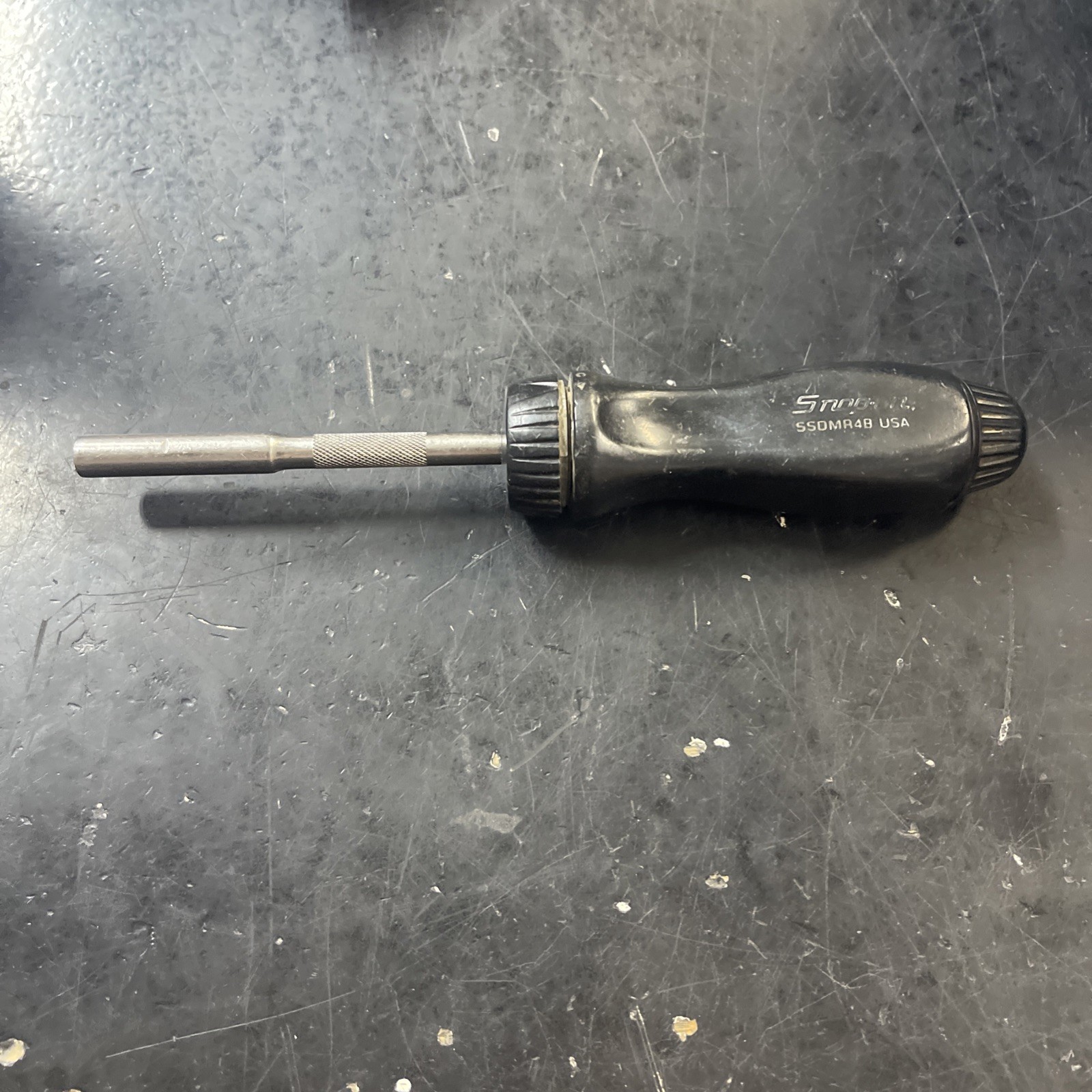 Rare Vintage Snap-on Tools Ratcheting Screwdriver SSDMR4A USA Black Hard Handle