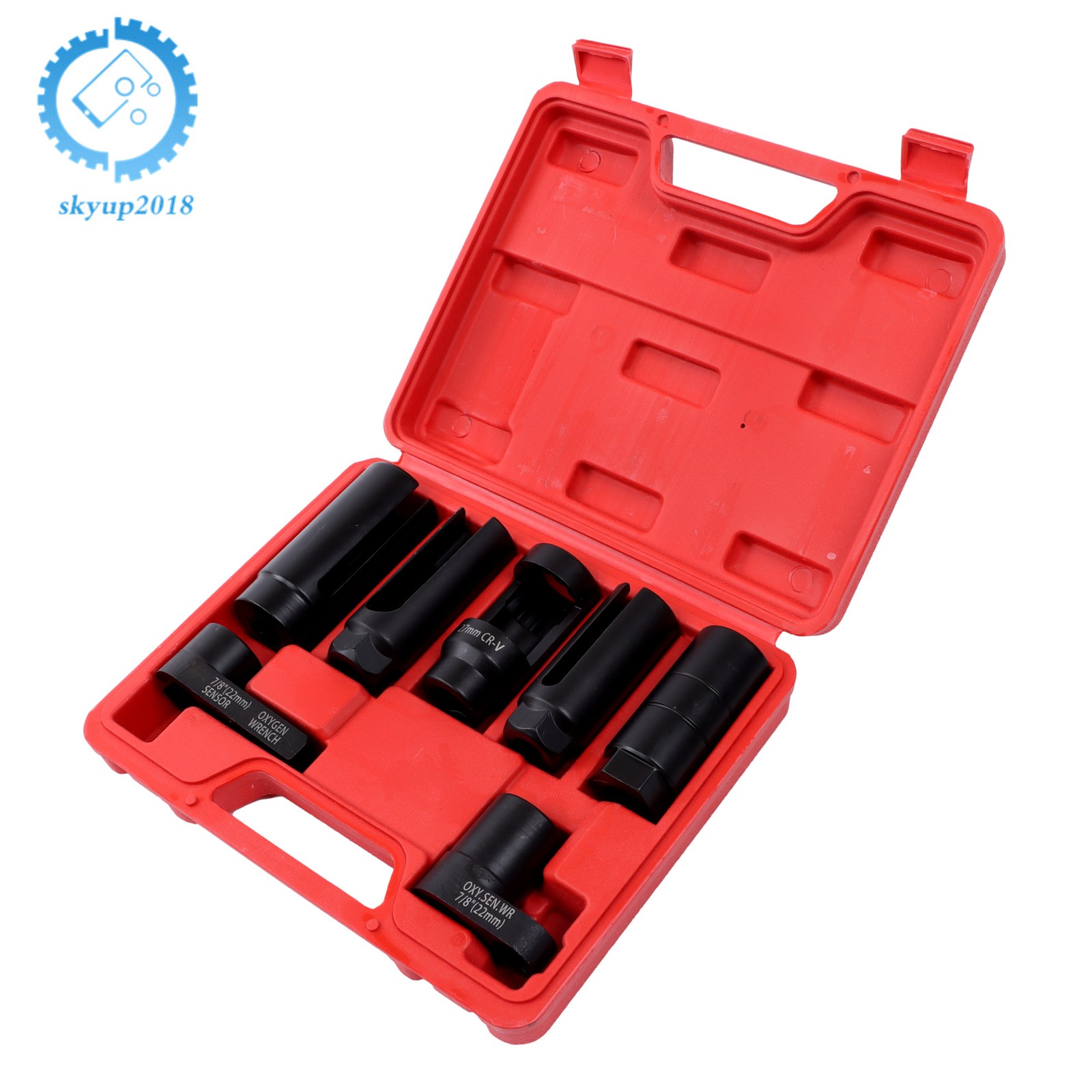 7PCS O2 Oxygen Sensor Socket Removal Tool Wrench and Thread Chaser Set