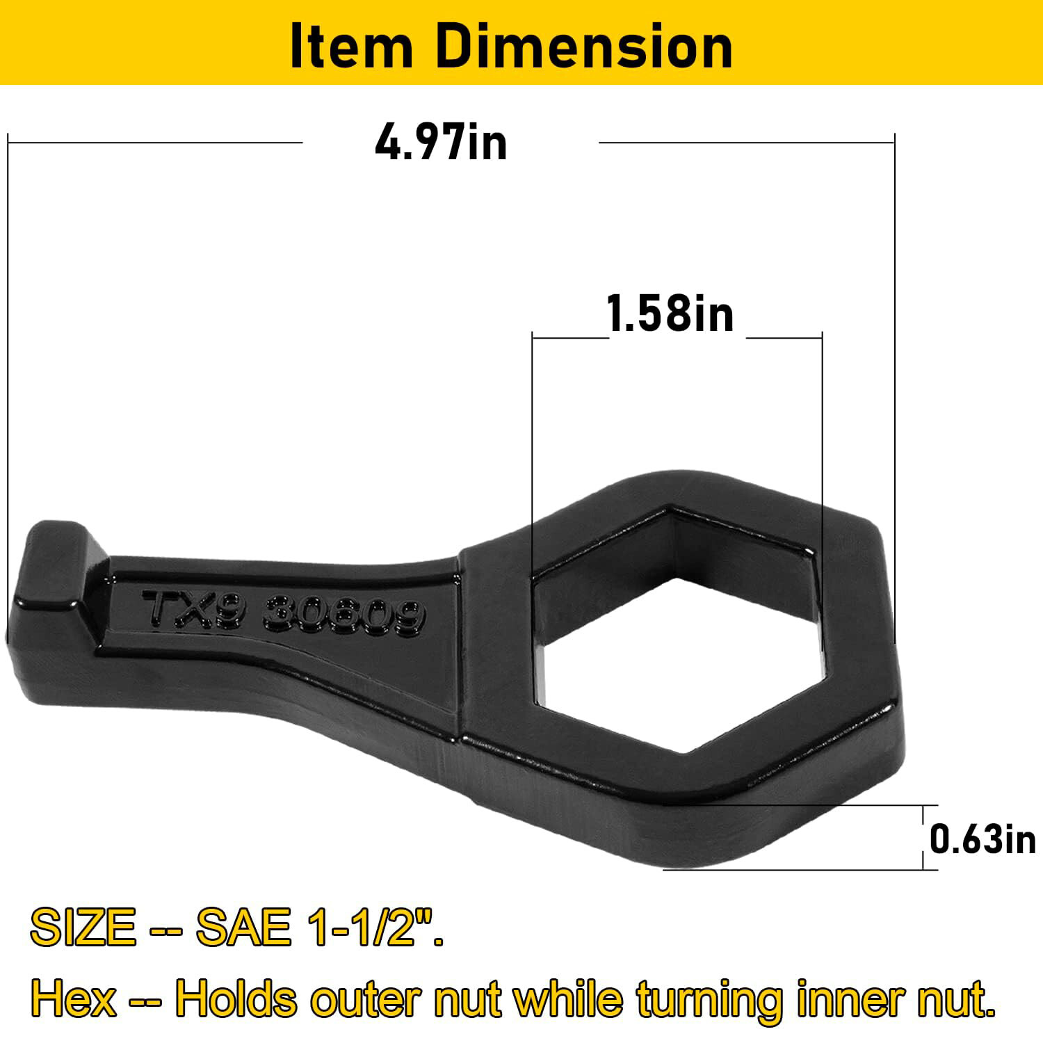 30609 Model TX9 Cap Nut Outer Nut Wrench Fits for Porkchop Style,Size:1-1/2 inch