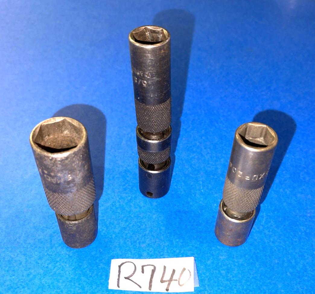MAC TOOLS 3 PC. 3/8 DRIVE IMPACT SAE. SPARK PLUG UNIVERSAL, DOUBLE JOINT SOCKETS