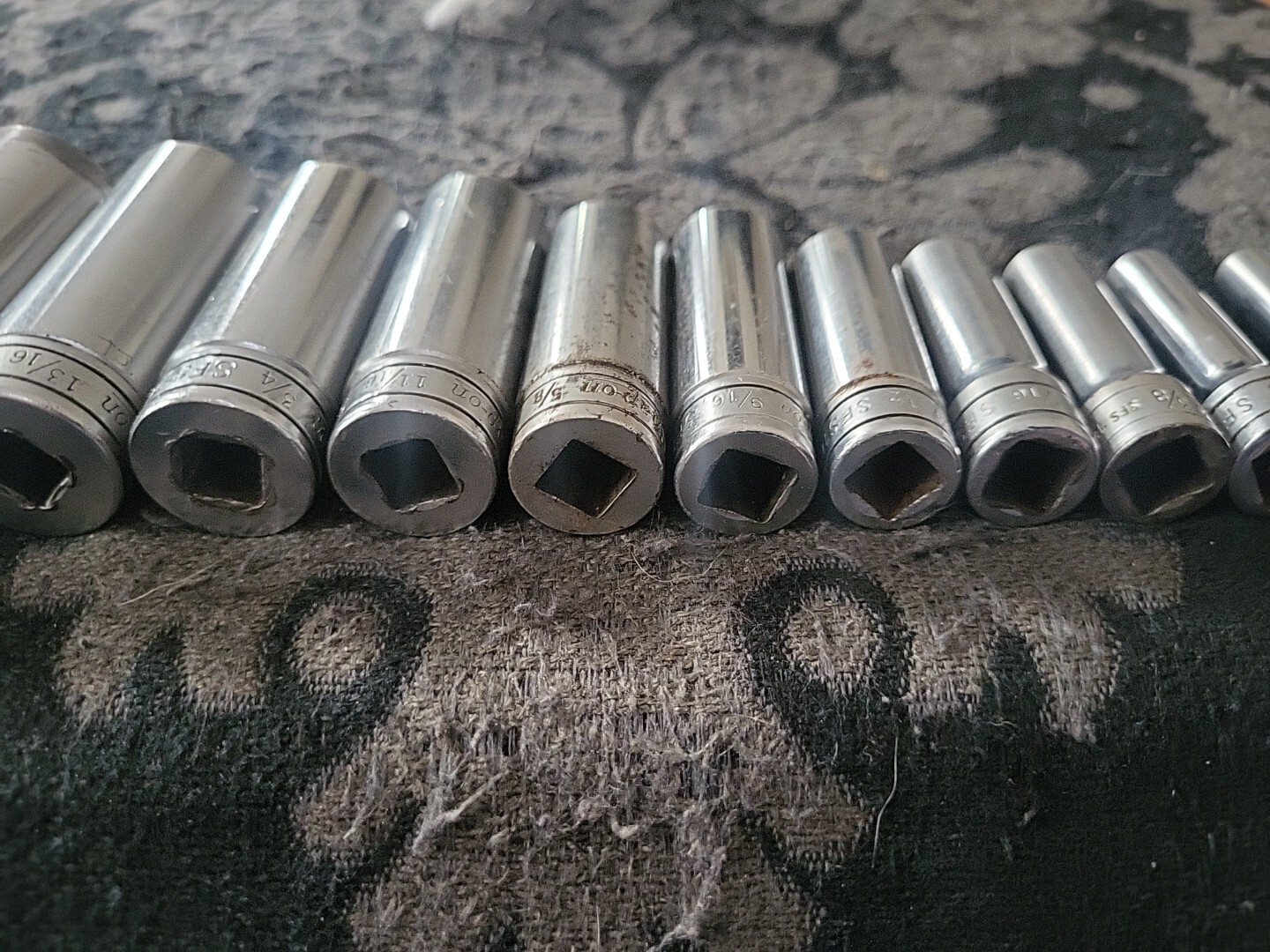 Snap-on 11pc 3/8″ Drive SAE 6pt Deep Chrome Standard Socket Set Deepwell