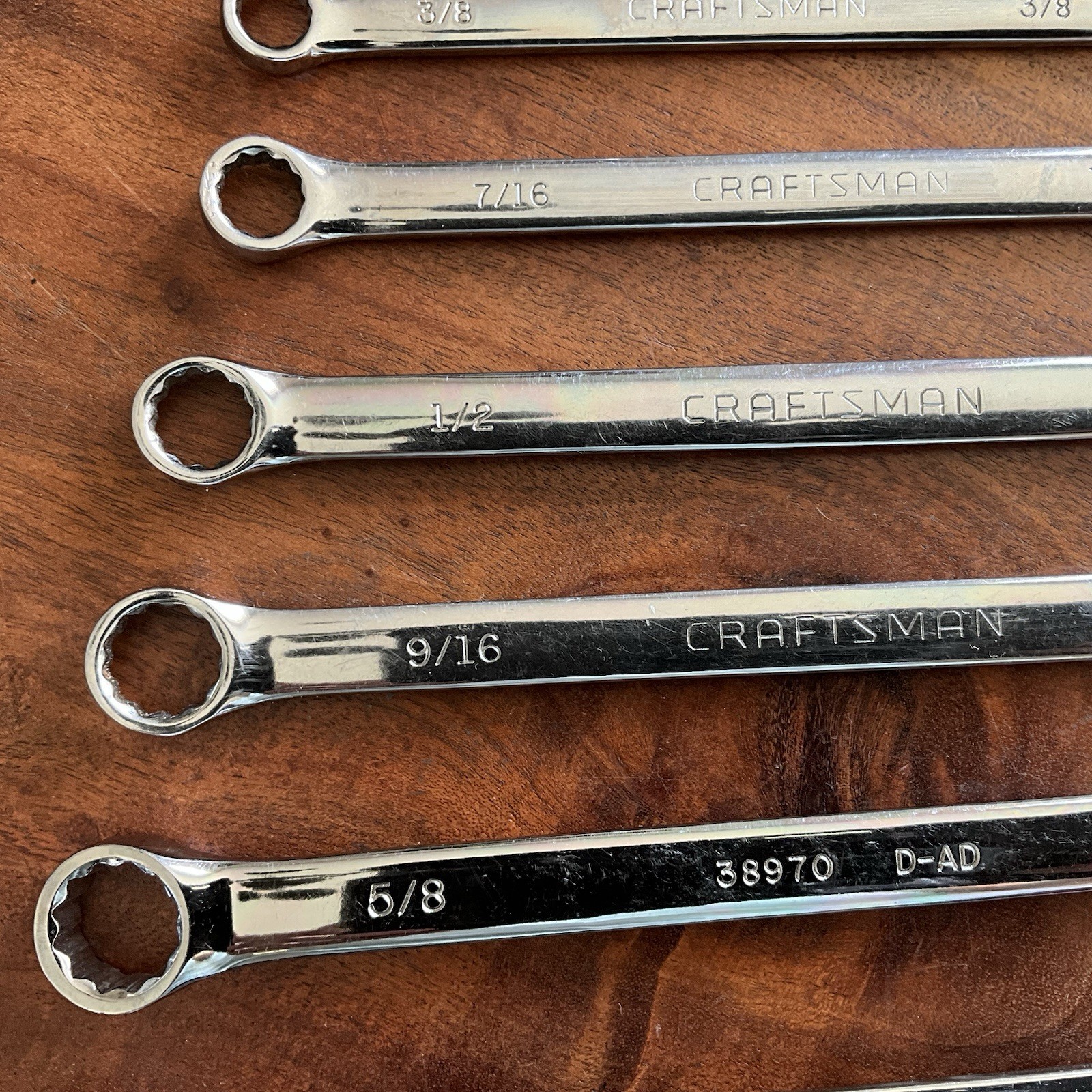 Craftsman 9 pc Combination Wrench Set D-AD 1/4″ to 3/4″ Polished Chrome 12 pt