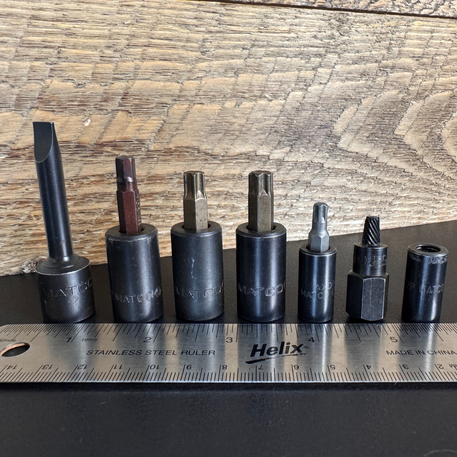 7pc Lot Matco Tools Torx & Hex Bit Sockets 1/4″ & 3/8″ Drive, T30, T45, T47 USA