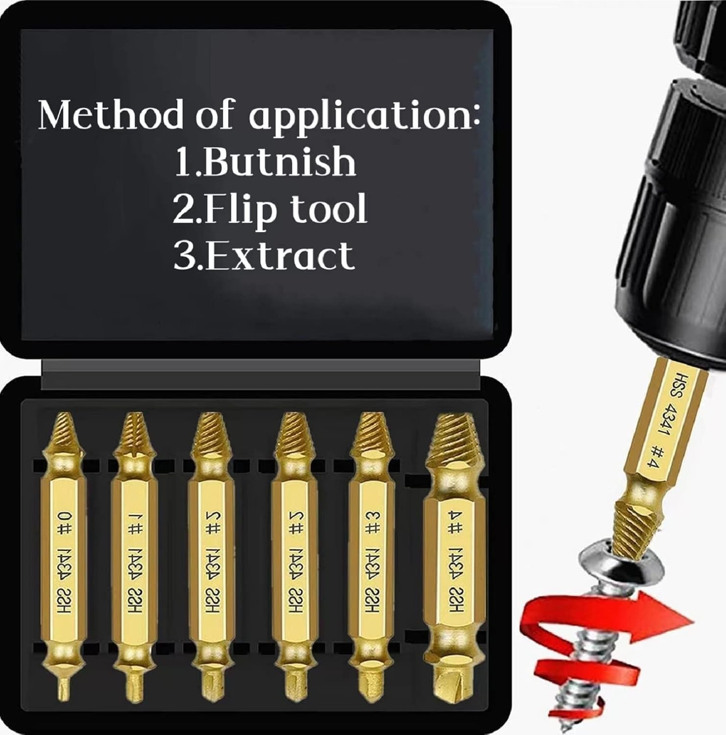 6-Piece High Speed Steel Screw Extractor Set – Efficient Damaged Screw Remover