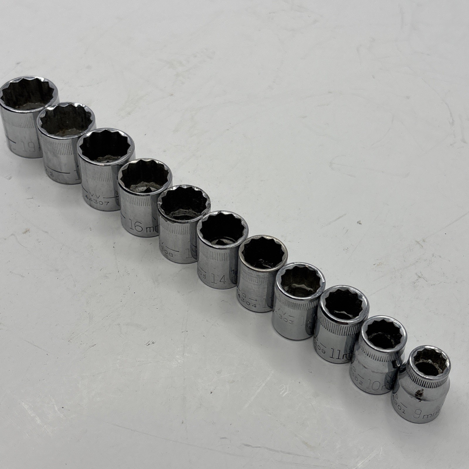 11 pc Craftsman Metric Socket Set 9mm-19mm 12 Pt 3/8” Drive Made in USA