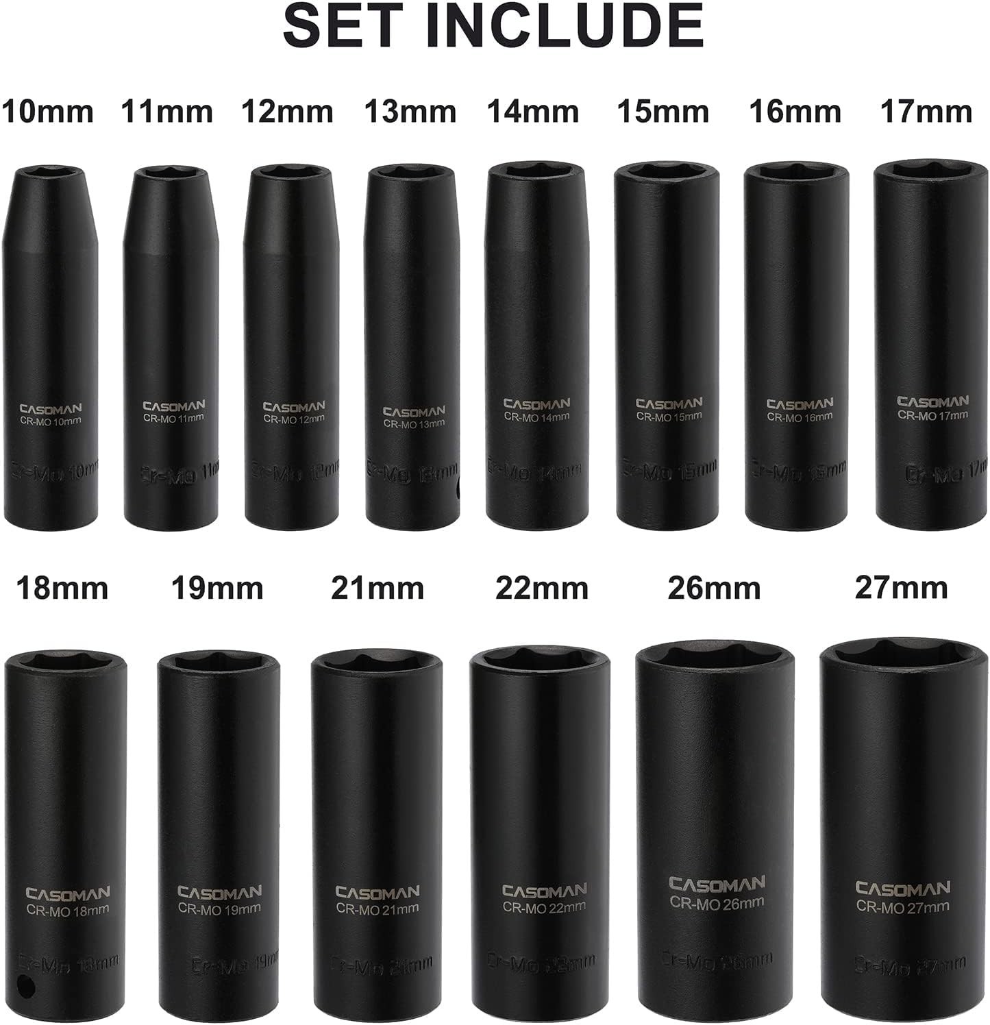 14-Piece Impact Socket Set, 1/2-Inch Drive, Metric
