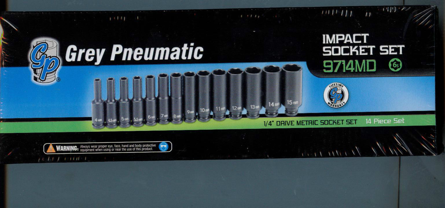 Grey Pneumatic (9714MD) 1/4″DR 4MM To 15MM Deep Impact Socket Set 14PCS