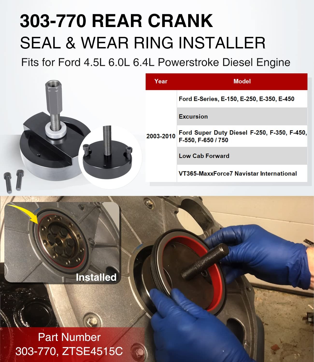 Front & Rear Crank Seal Installer Tool For Ford 6.0L Powerstroke 303-761 303-770