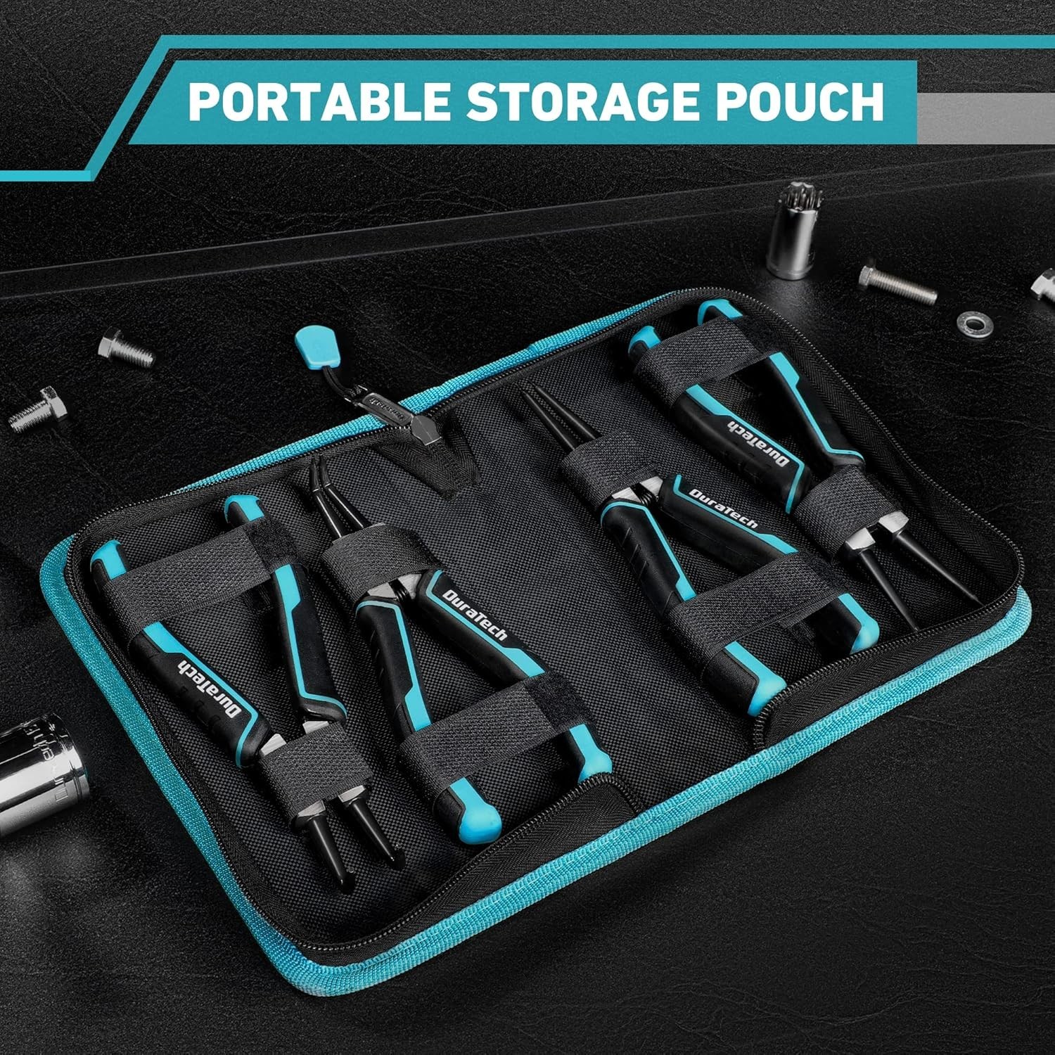 7-Inch Snap Ring Plier Set – Ergonomic, Spring-Loaded, Durable Storage Pouch