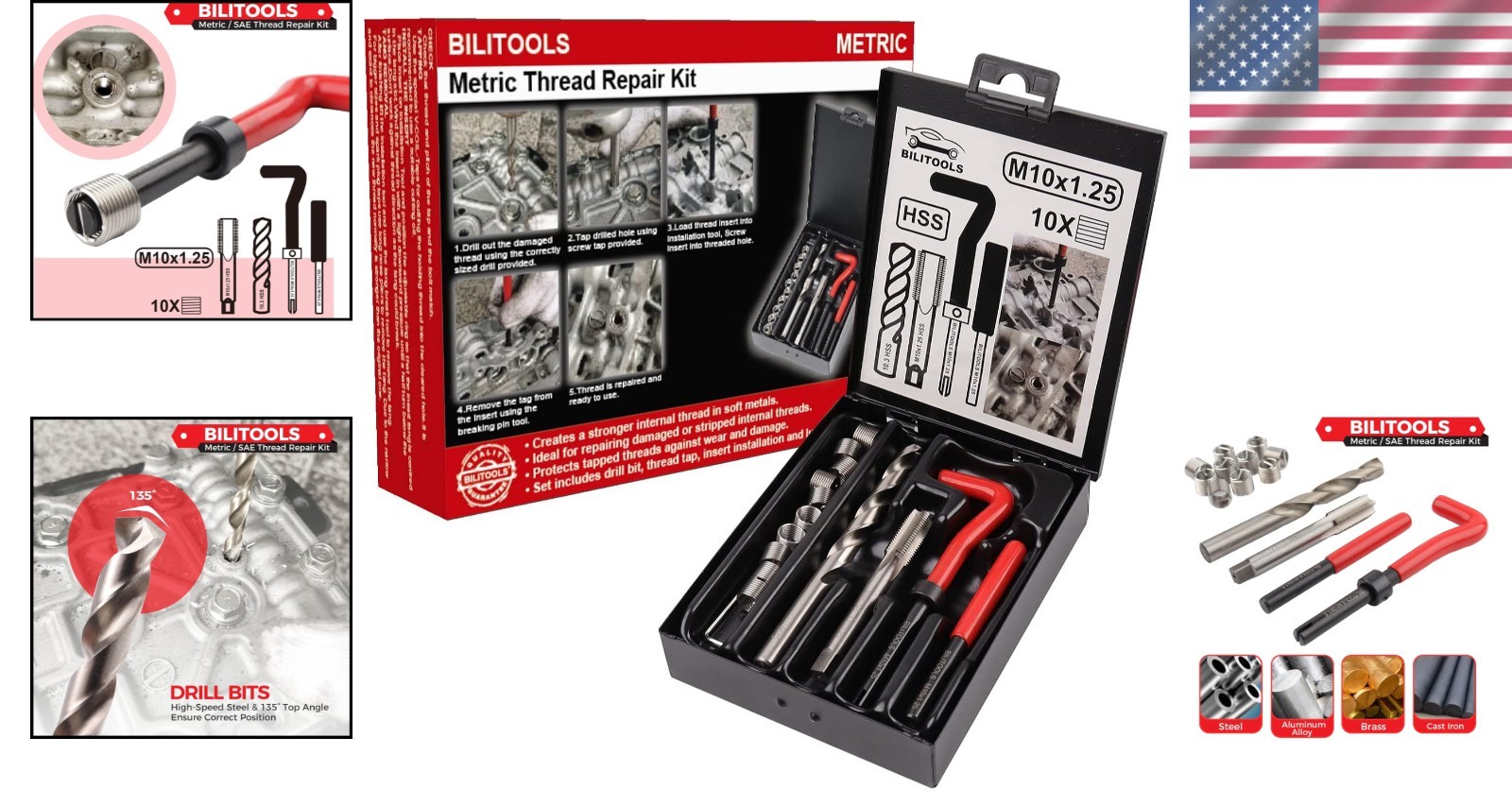 M10x1.25 Thread Repair Kit – Metric HSS Drill Set