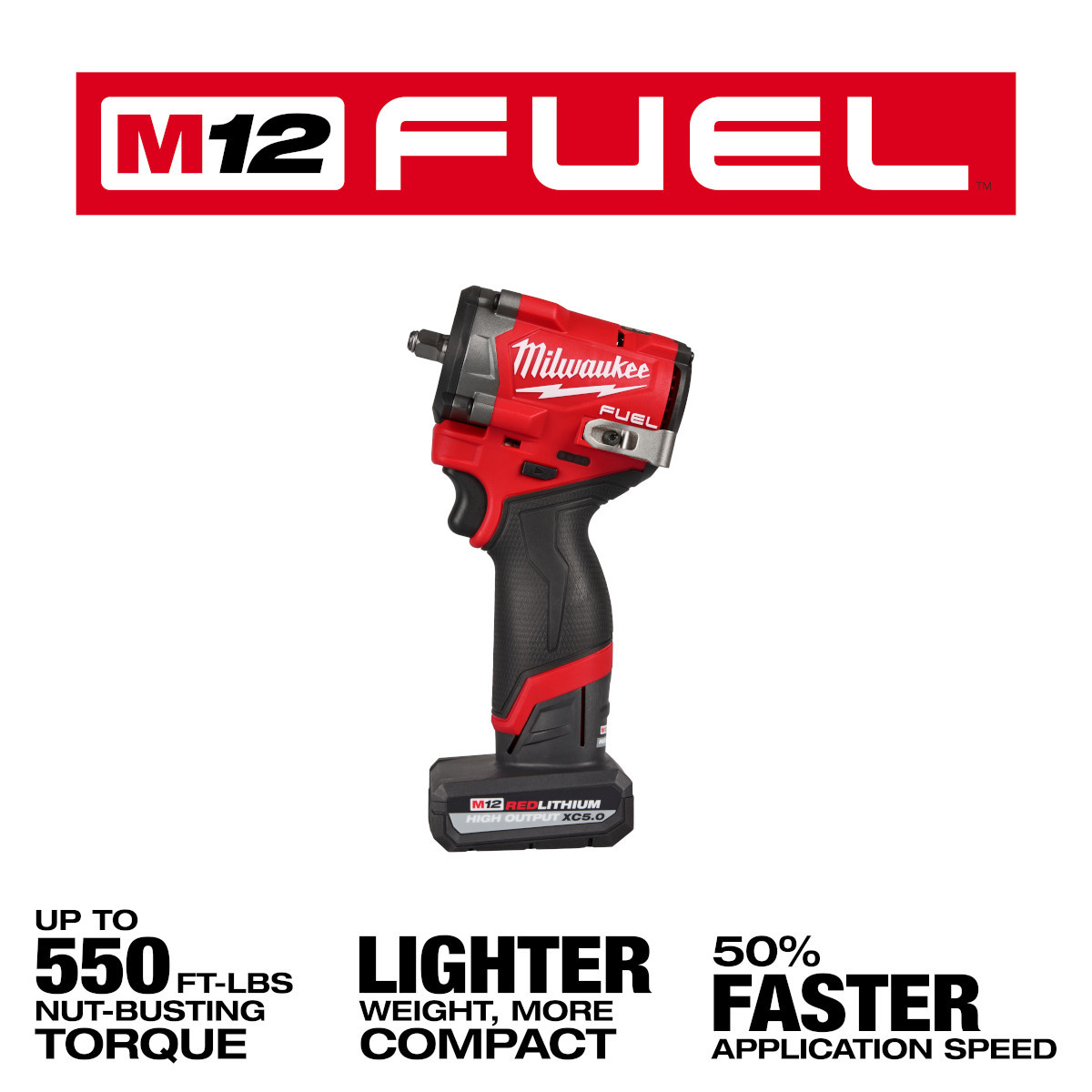 Milwaukee Tool M12 FUEL Stubby 3/8 Inch Impact Wrench Kit