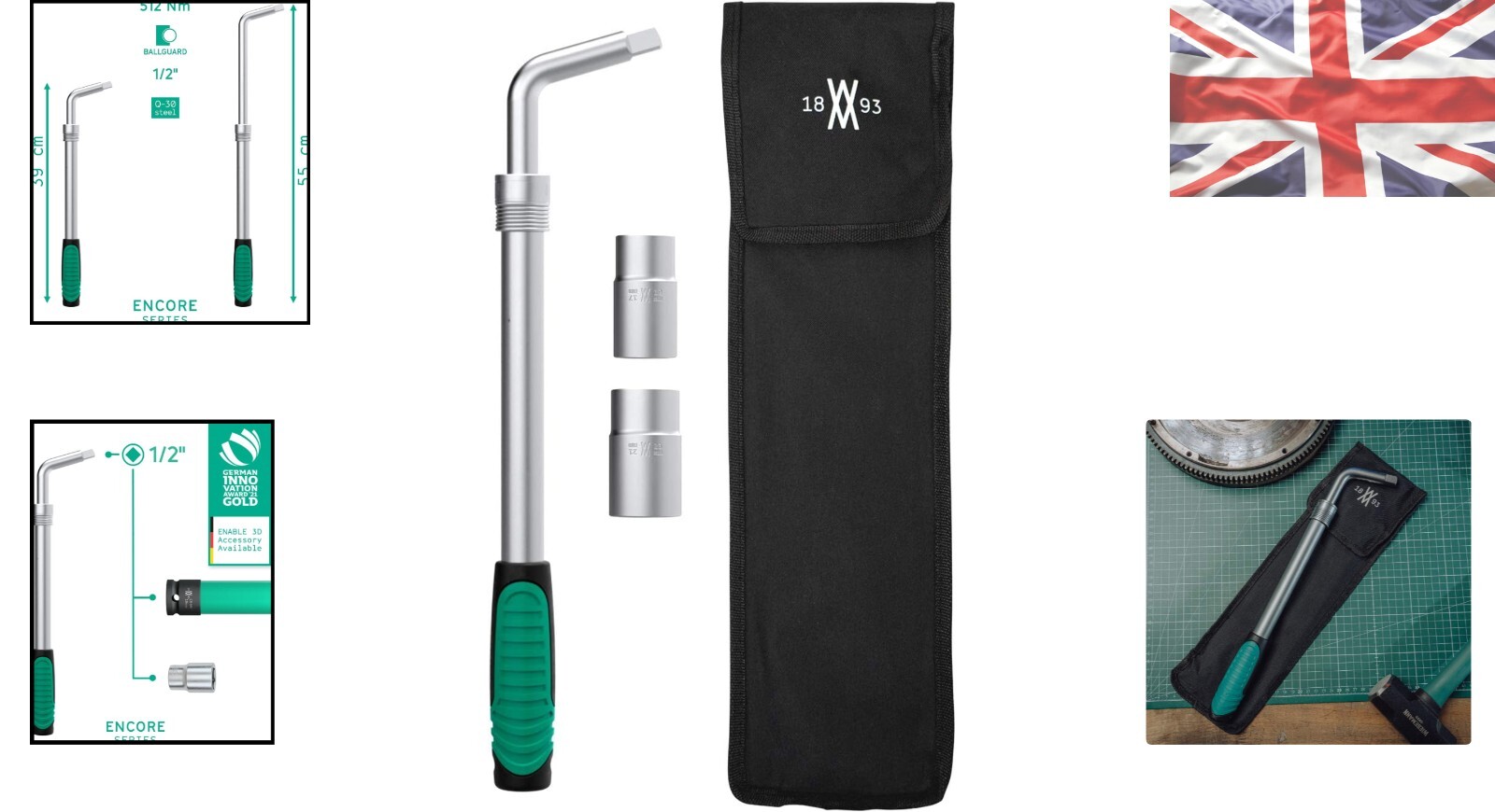 Telescopic Wheel Nut Wrench Set – 4 Pcs with 17/19mm & 21/23mm Sockets