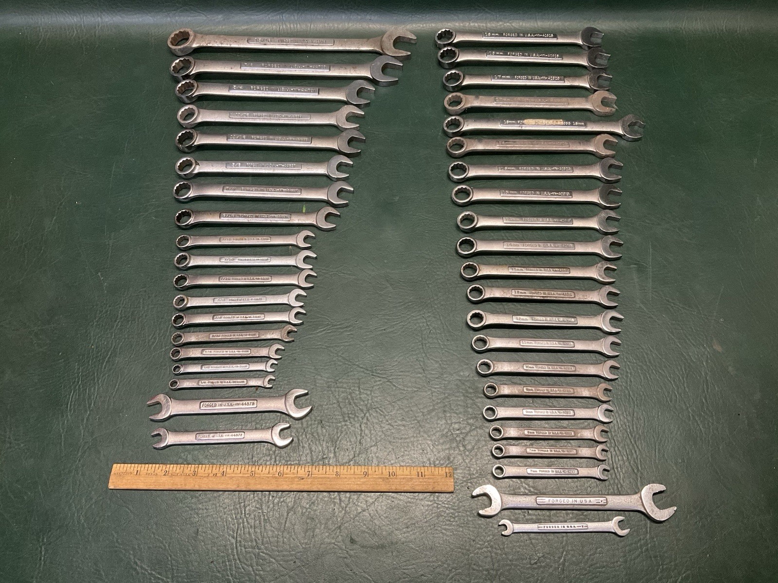 Vtg Craftsman SAE & Metric 12 Point Wrench lot -V- USA 15/16″ – 1/4″ & 18mm-7mm
