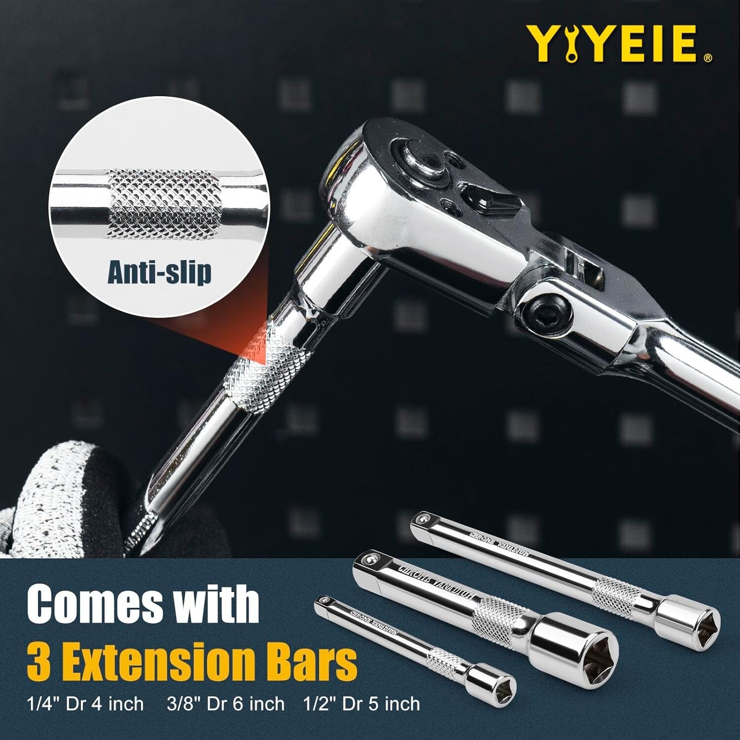 6-Piece Flex Head Ratchet Set, 1/4″, 3/8″, 1/2″ Drive, Swivel Head Ratchet NEW