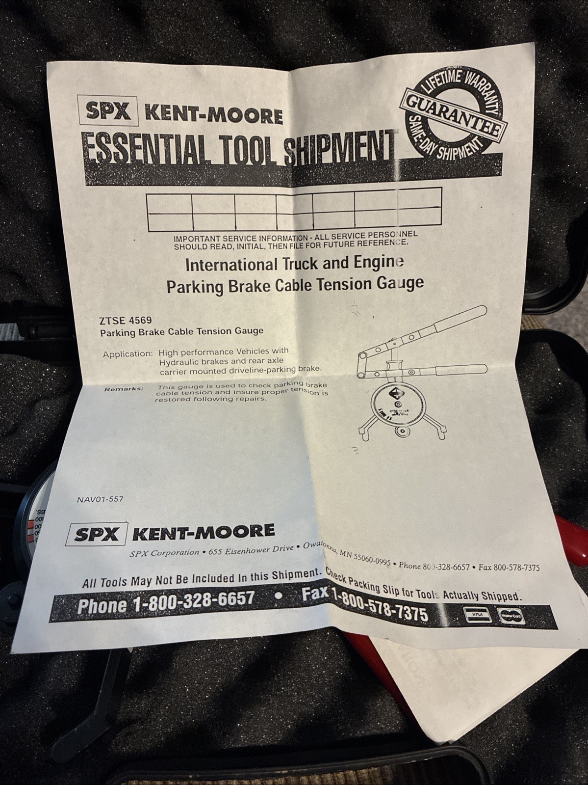 International ZTSE4569 Parking Brake Cable Tension Gauge New Open Box