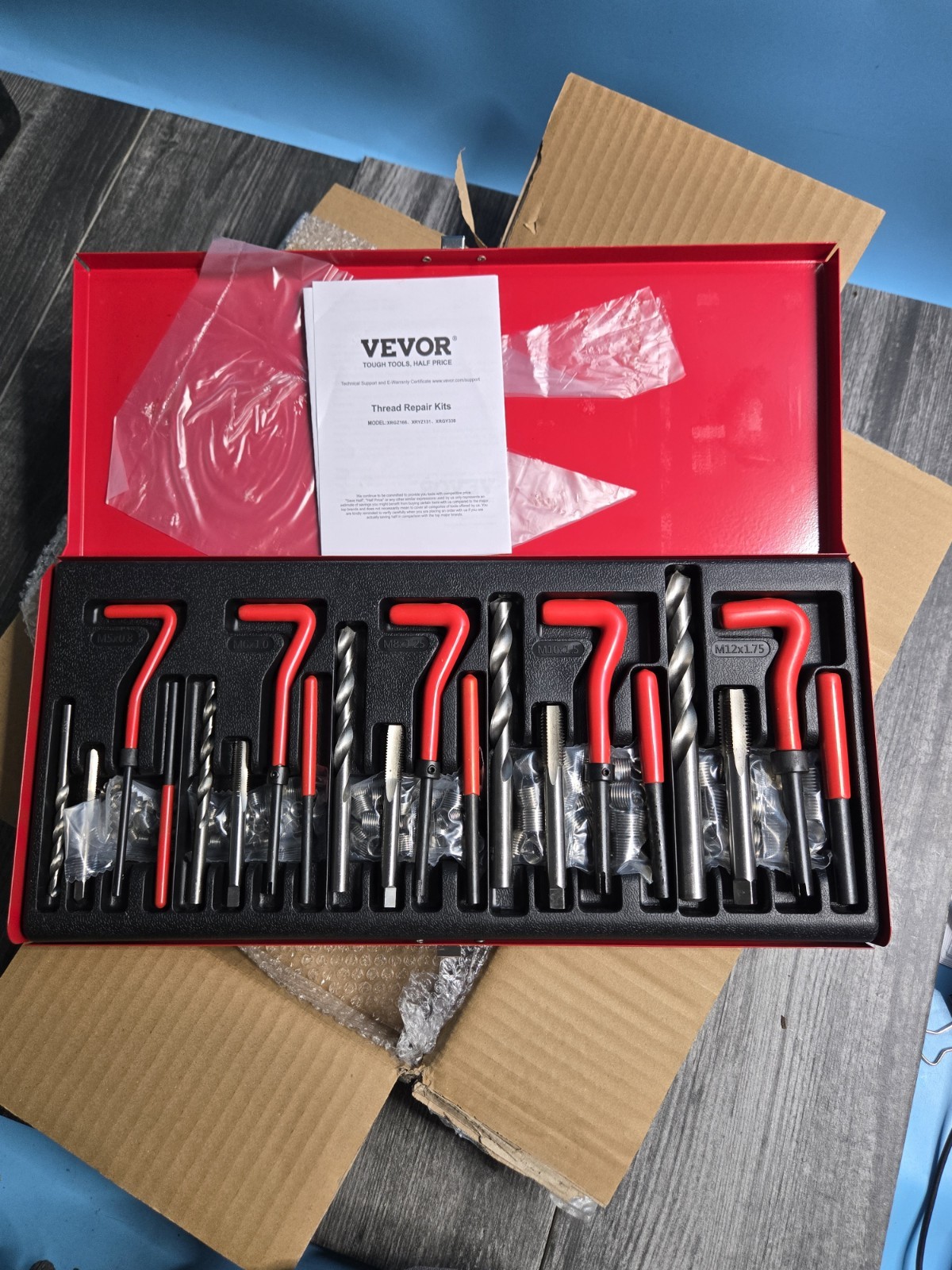 VEVOR Thread Repair Kit – 166Piece Metric HSS Drill Helicoil 166PCS