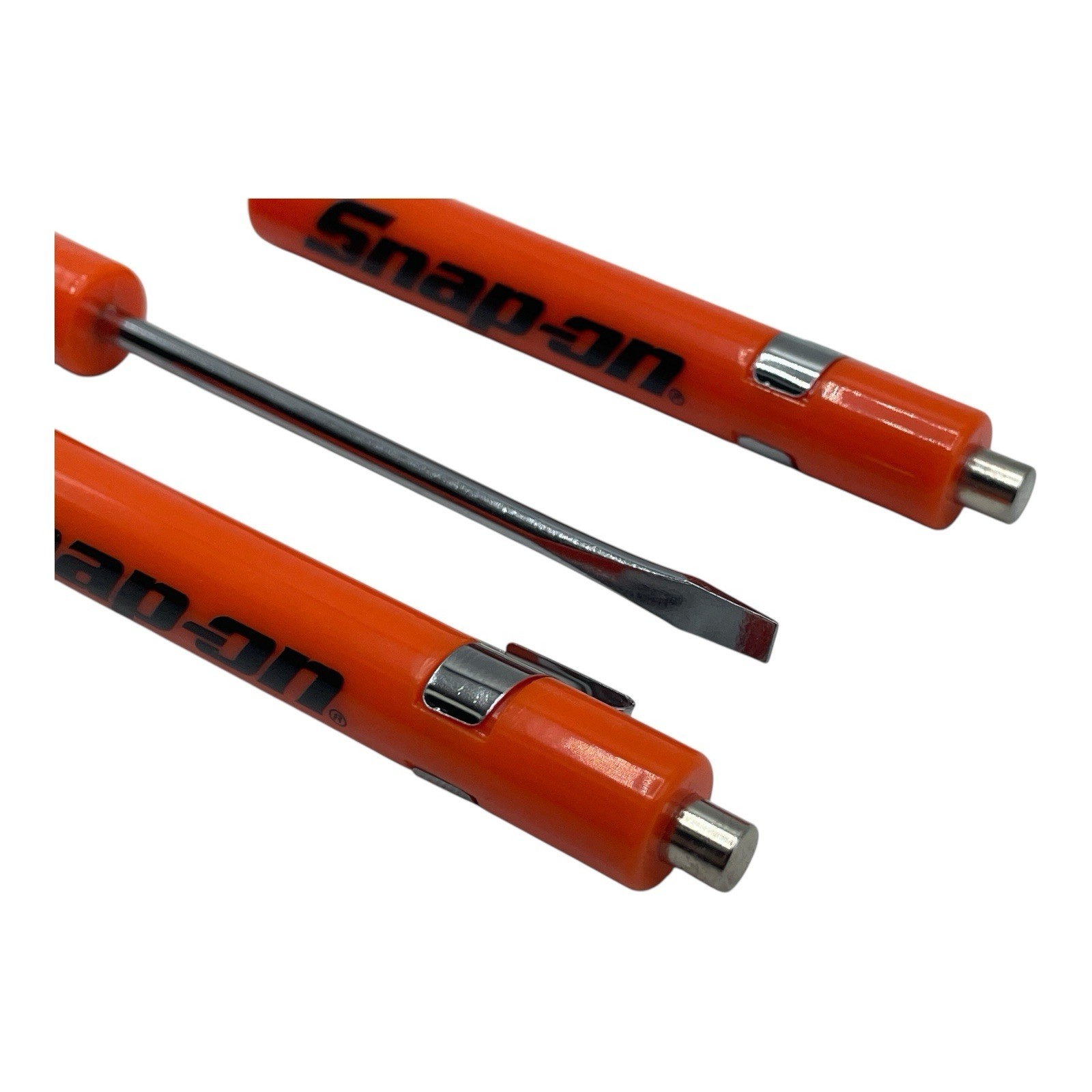 3 Pack Snap On Orange Pocket Screwdriver Flat Tip Blade and Magnetic End