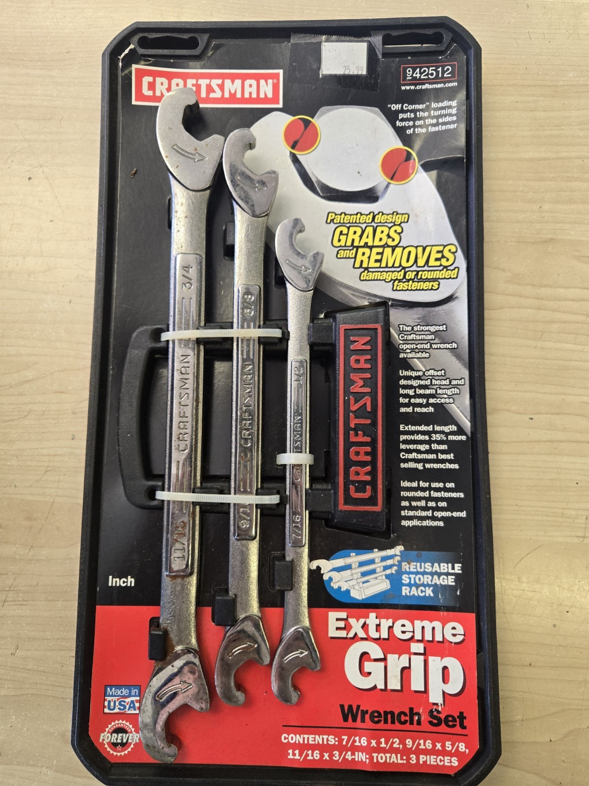 Craftsman 3 Piece Extreme Grip Wrench Set, With Reusable Storage Rack