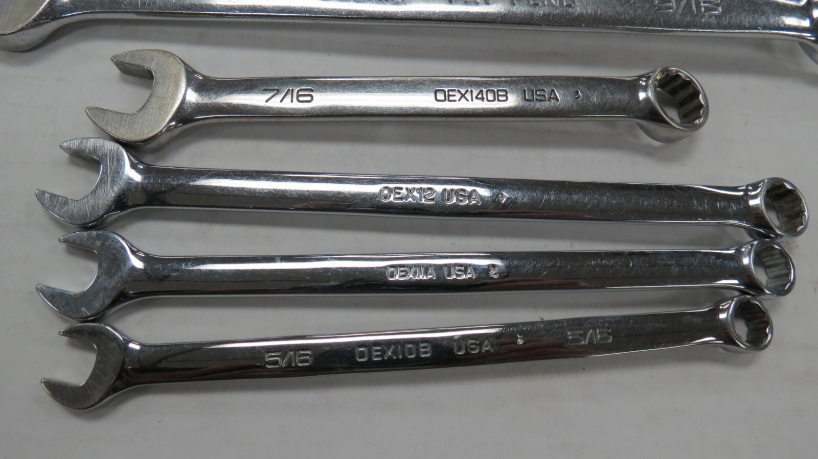 SNAP-ON 12-POINT SAE FLANK DRIVE COMBINATION WRENCHES 10PCS 5/16-7/8 OEX10 OEX28