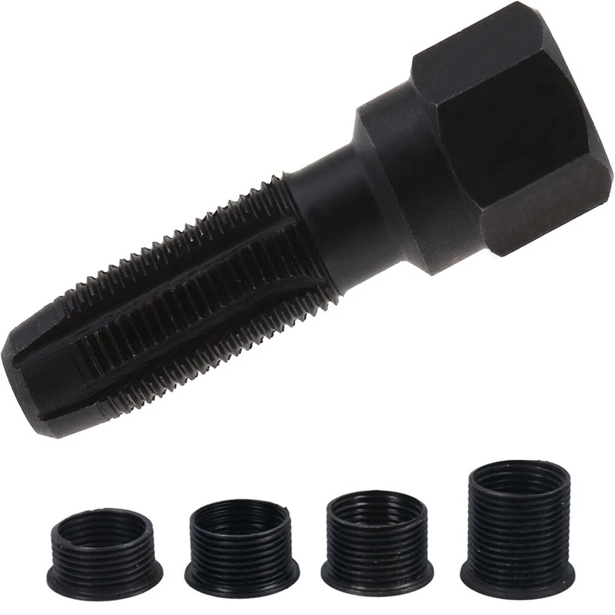 14mm Spark Plug Rethread Thread Repair Kit Helicoil Reamer Tap Tool w/ 4 Inserts