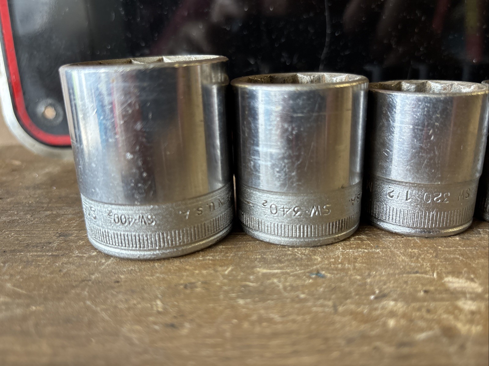 Vintage Set of 11 Snap On 1/2″ Drive 12 Pt. SAE SW Sockets