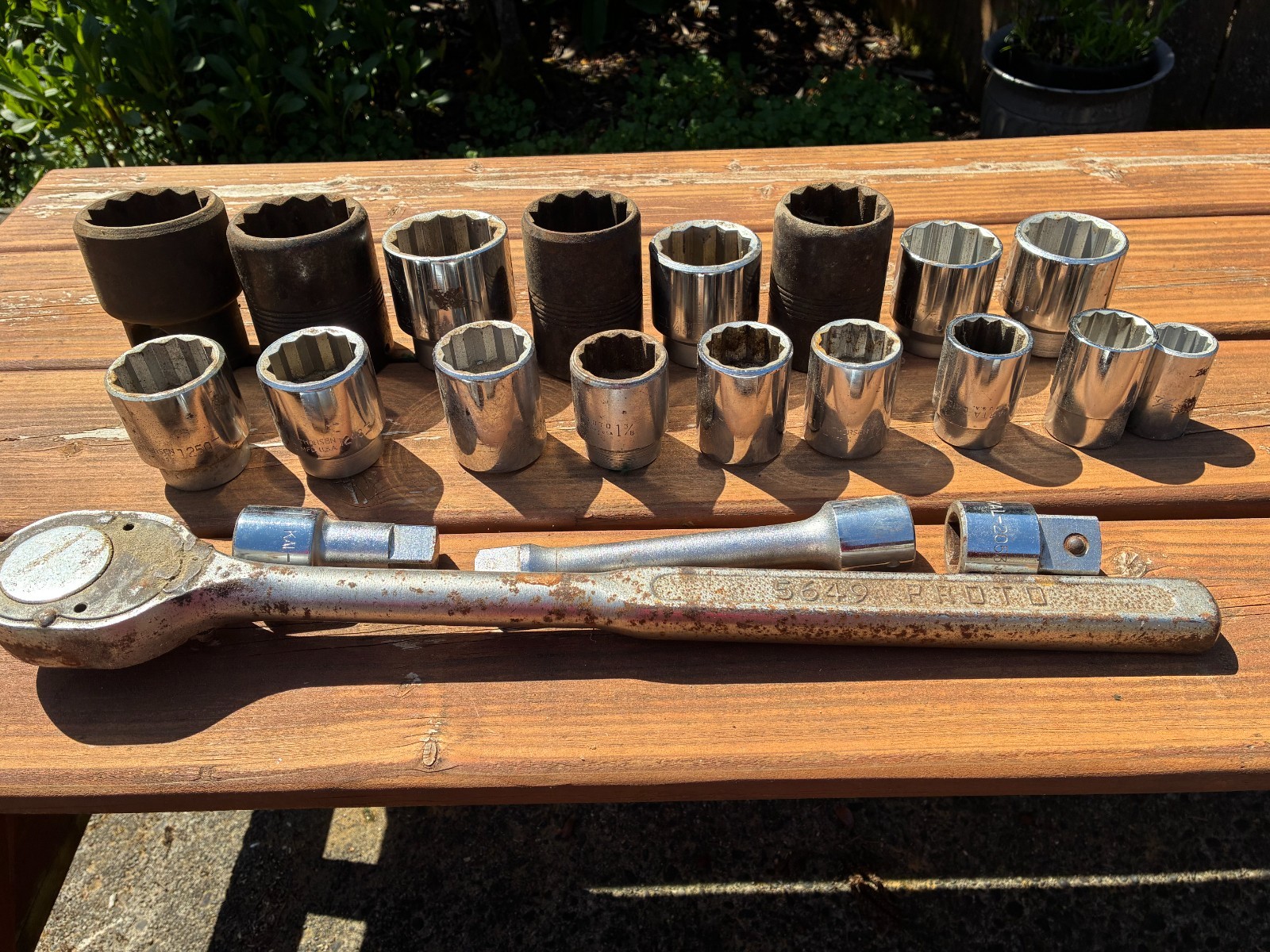 Vintage 3/4 » Drive Pronto Ratchet, 17 Lg Sockets SAE, 2 Exts & 1 Con. Free Sh