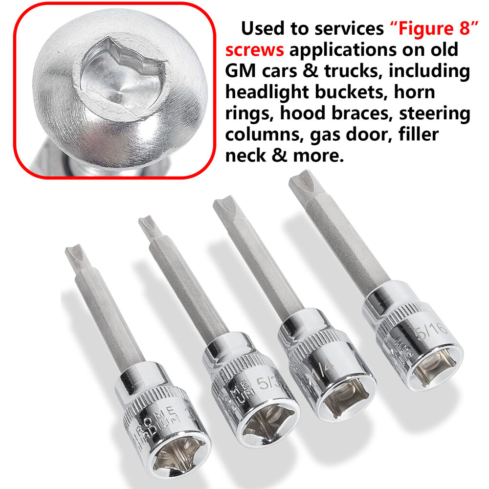 8755 Clutch Head Bit Socket Set for «Figure 8» Screws on Older Chevy Cars Trucks