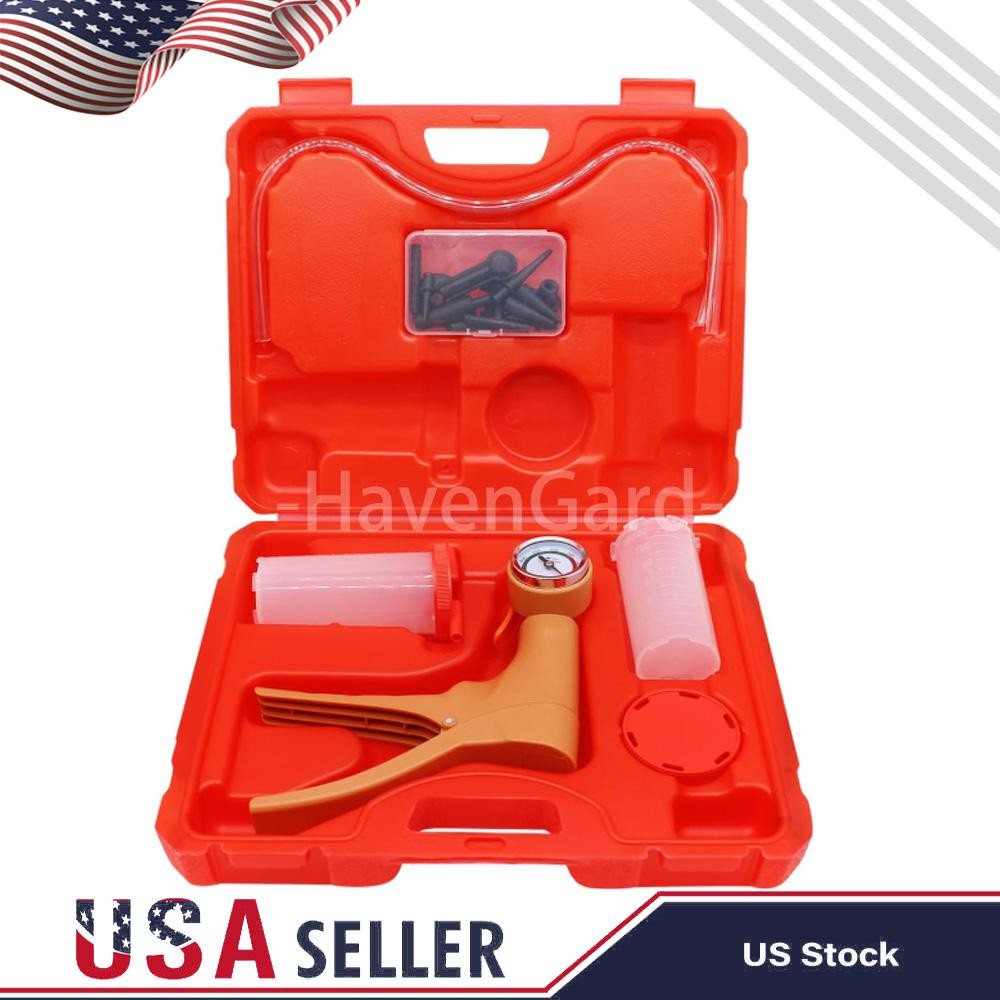 High-Precision Hand Held Vacuum Pressure Pump Tester Brake Fluid Bleeder Kit+Box