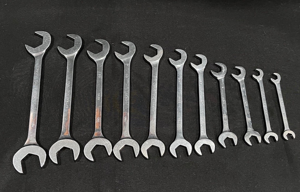 Mac Tools 11 Pc SAE 4-Way Angle Head Open End Wrench Set 5/16 – 1″ USA