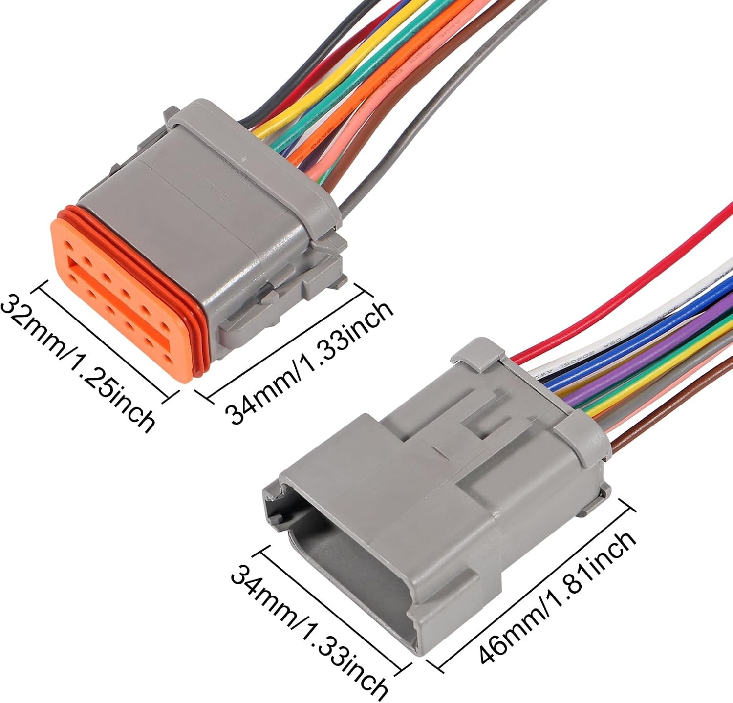 2 Pair 12 Pin Connector Wiring 12 Wire Way Waterproof Automotive 12 pin