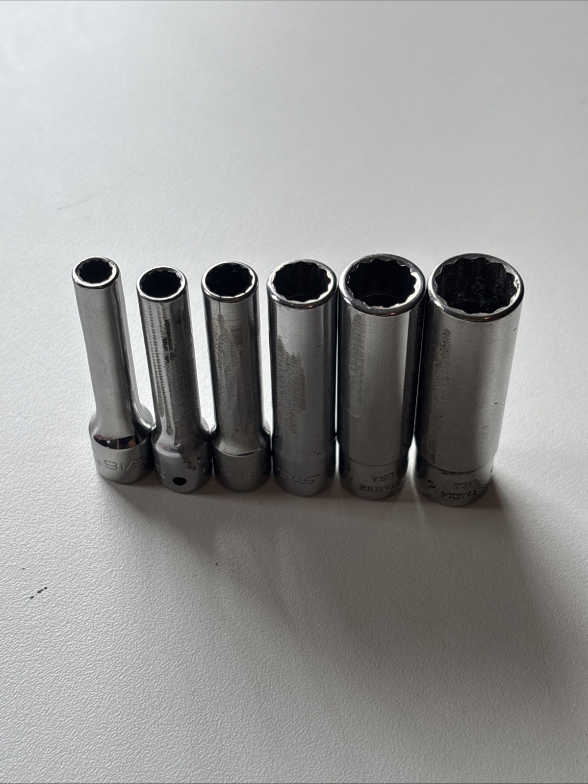 Snap On STMD 6Pc Sockets 1/4″ Dr 12 Pt SAE STMD6 – STMD14 3/16”- 7/16″ 🇺🇸