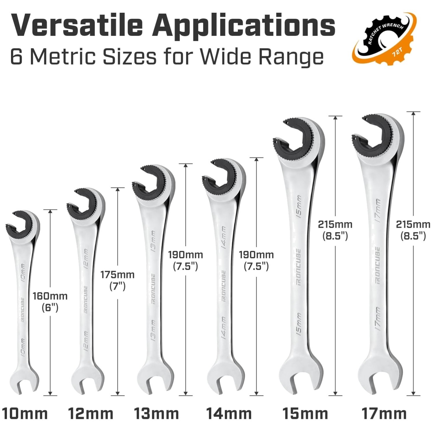 6-Pc Metric Ratchet Wrench Set 10-17mm