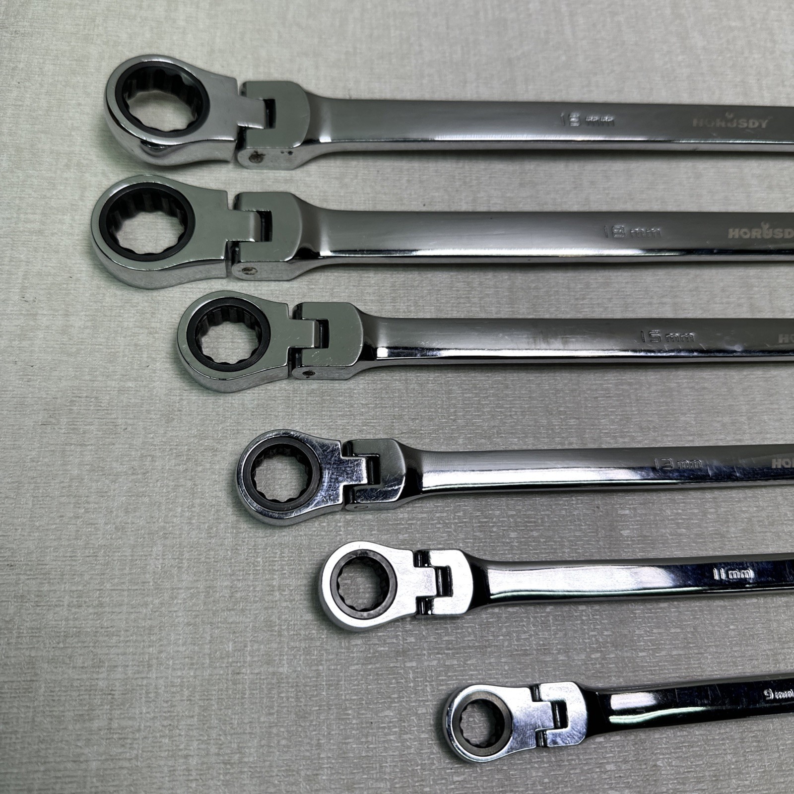 HORUSDY 6-Piece Large Wrench Set with Rolling Pouch Metric Chrome Vanadium Steel