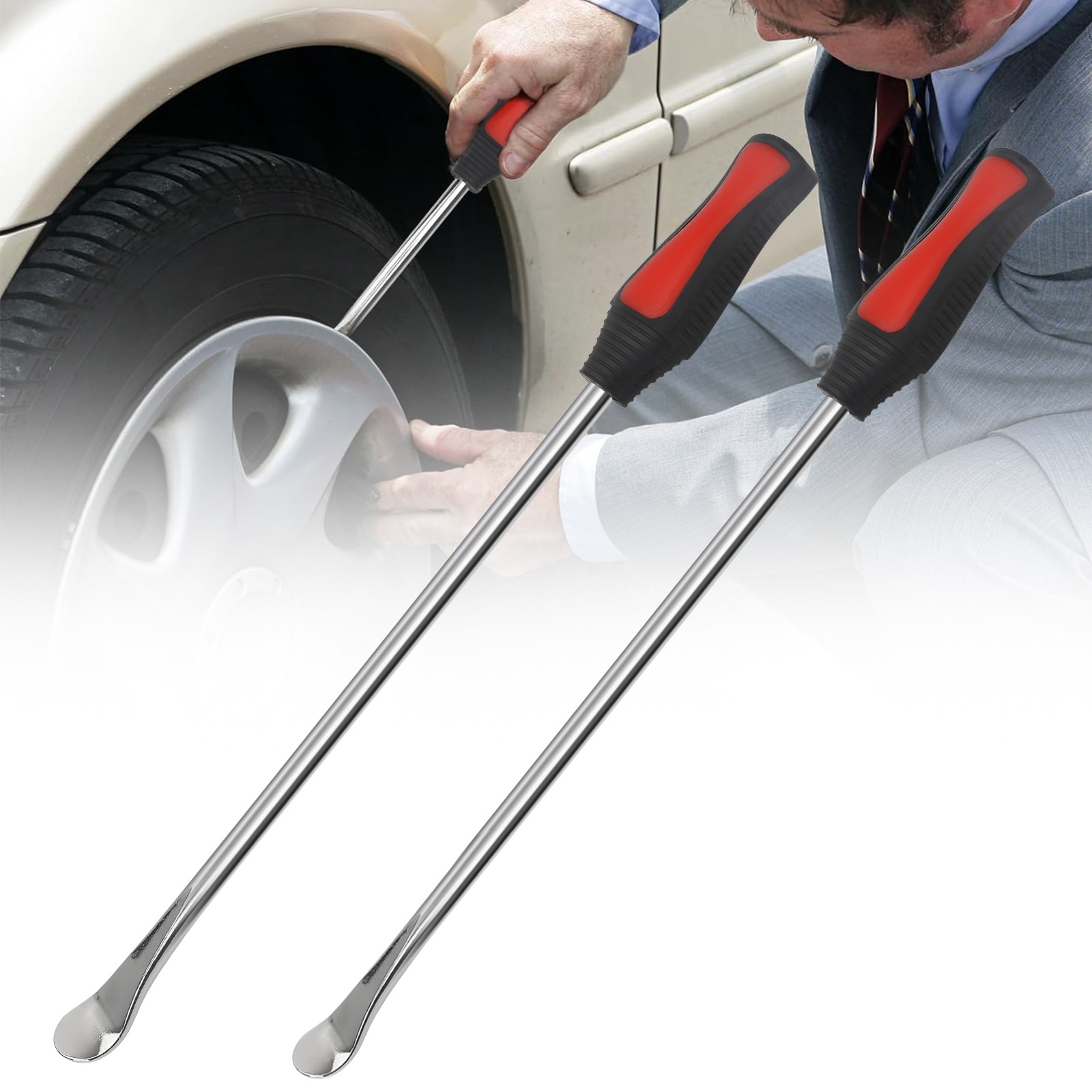 2Pcs 14.5″ Steel Tire Iron Spoons Lever Bar Set for Motorcycle Bike Remove Tool