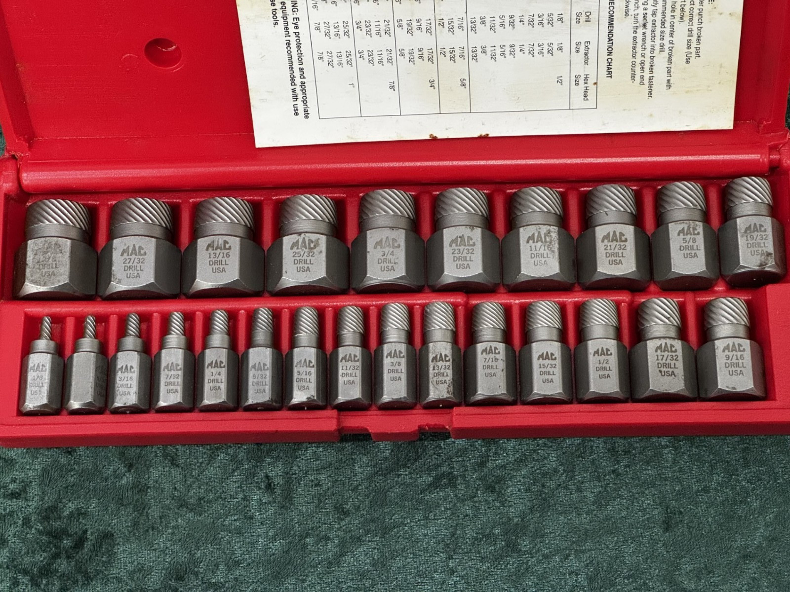 Mac Tools Screw Extractor Set 25 PC 1/8″ – 13/32″ With Case