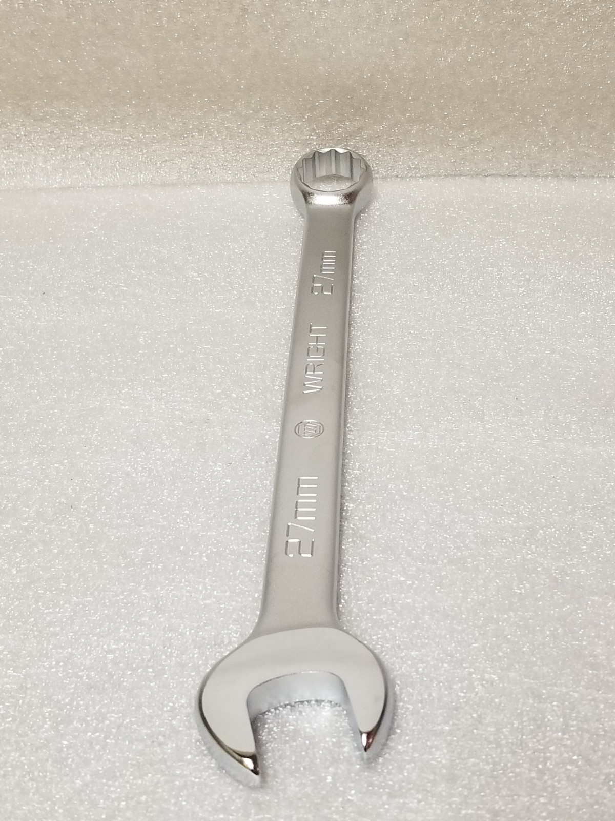 Wright 11-27MM Combination Wrench 27mm 12-Pt 14″OAL Satin Chrome Made in USA