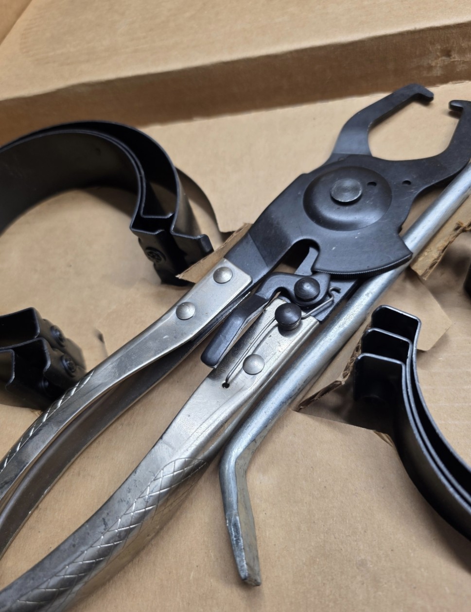 Snap On Blue Point RC980 Piston Ring Compressor Set Pliers w/ 6 Rings