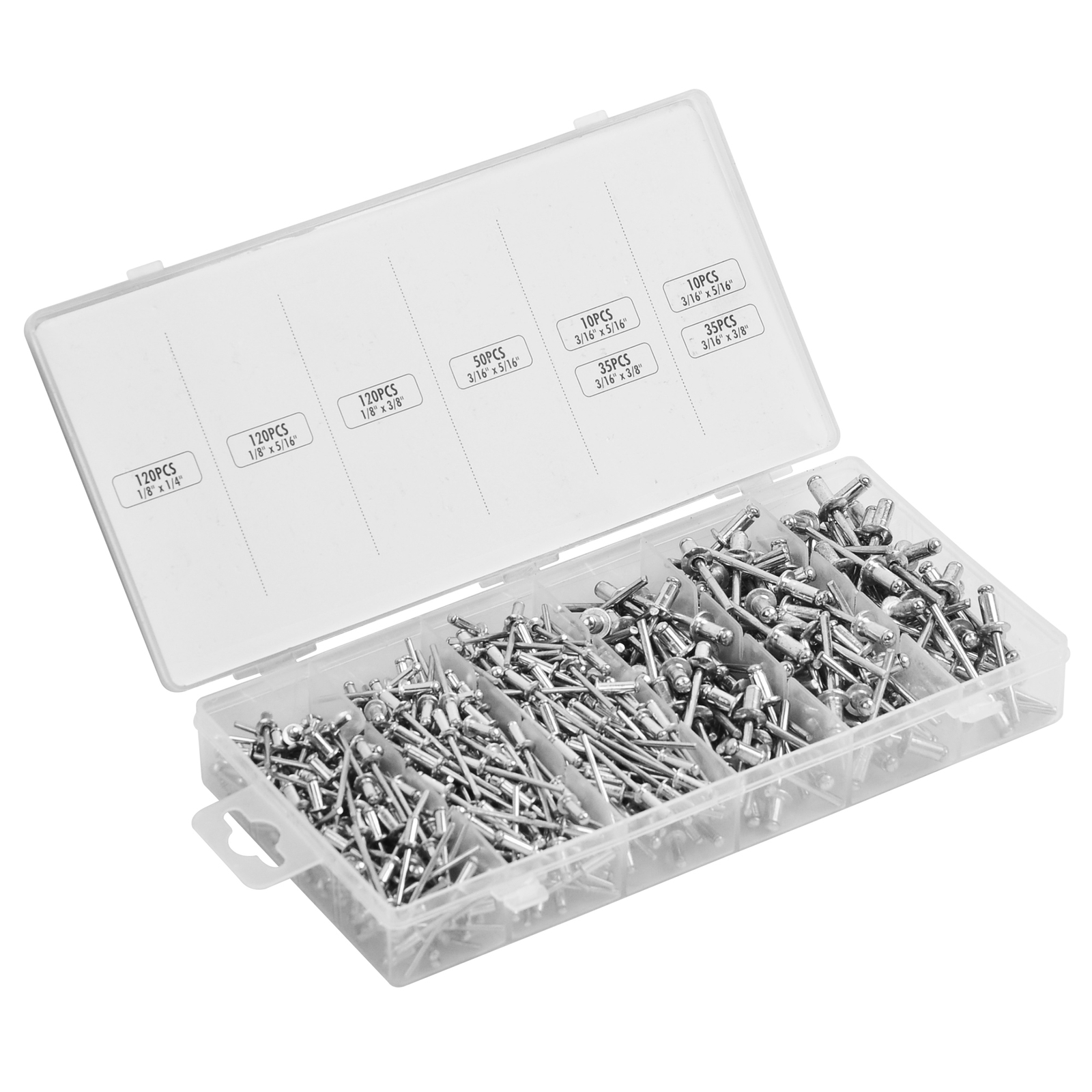 Industrial Aluminum Pop Rivet Assortment 500pcs 3/16-1/2″ F Hand/Air Riveter Gun