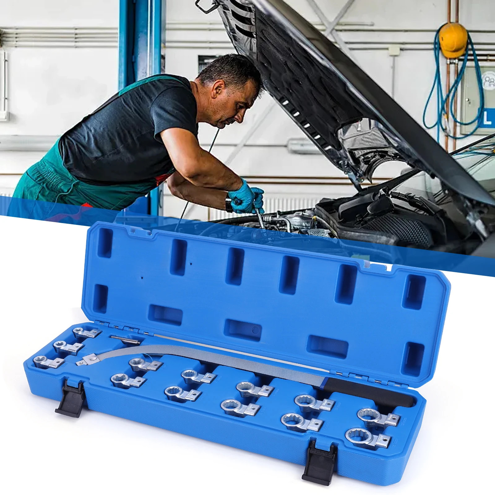 Llave Tensor Correa Auxiliar Belt Tensioner Tool Kit 12-19mm Universal 15PCS