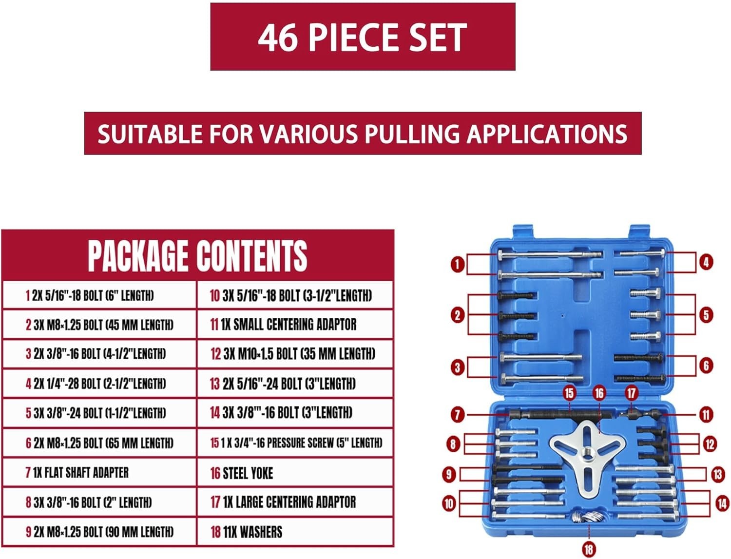 Multifunctional 46-Piece Puller Set in Blue – Engine Component Removal Made Easy